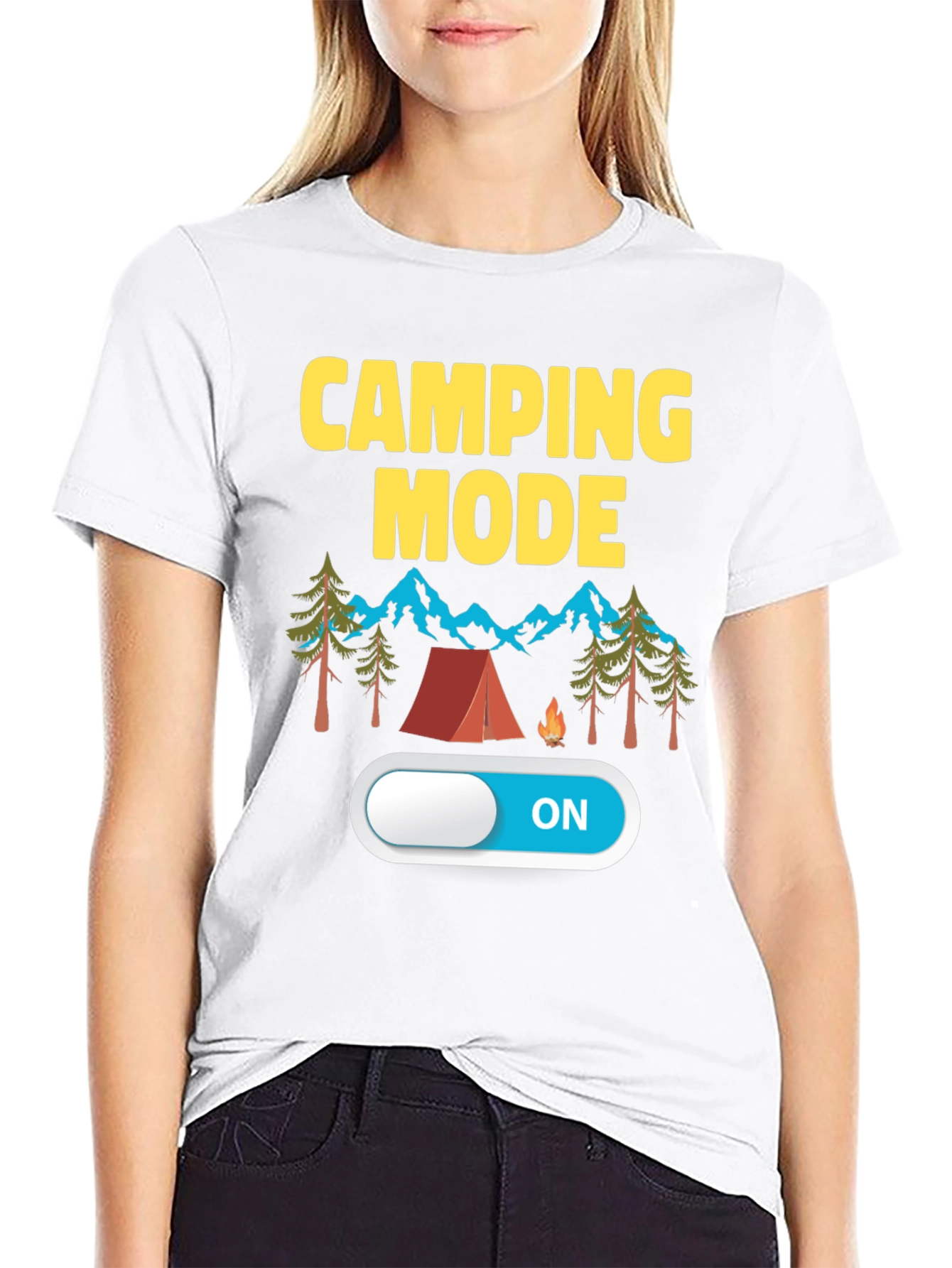 Camping Mode ON Black T-Shirt