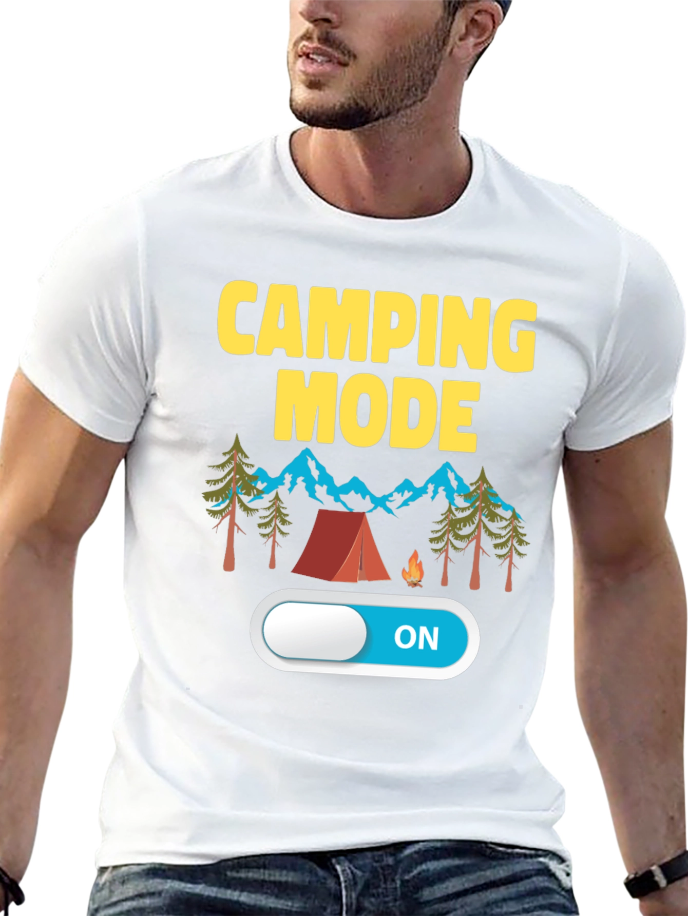 Camping Mode ON Black T-Shirt