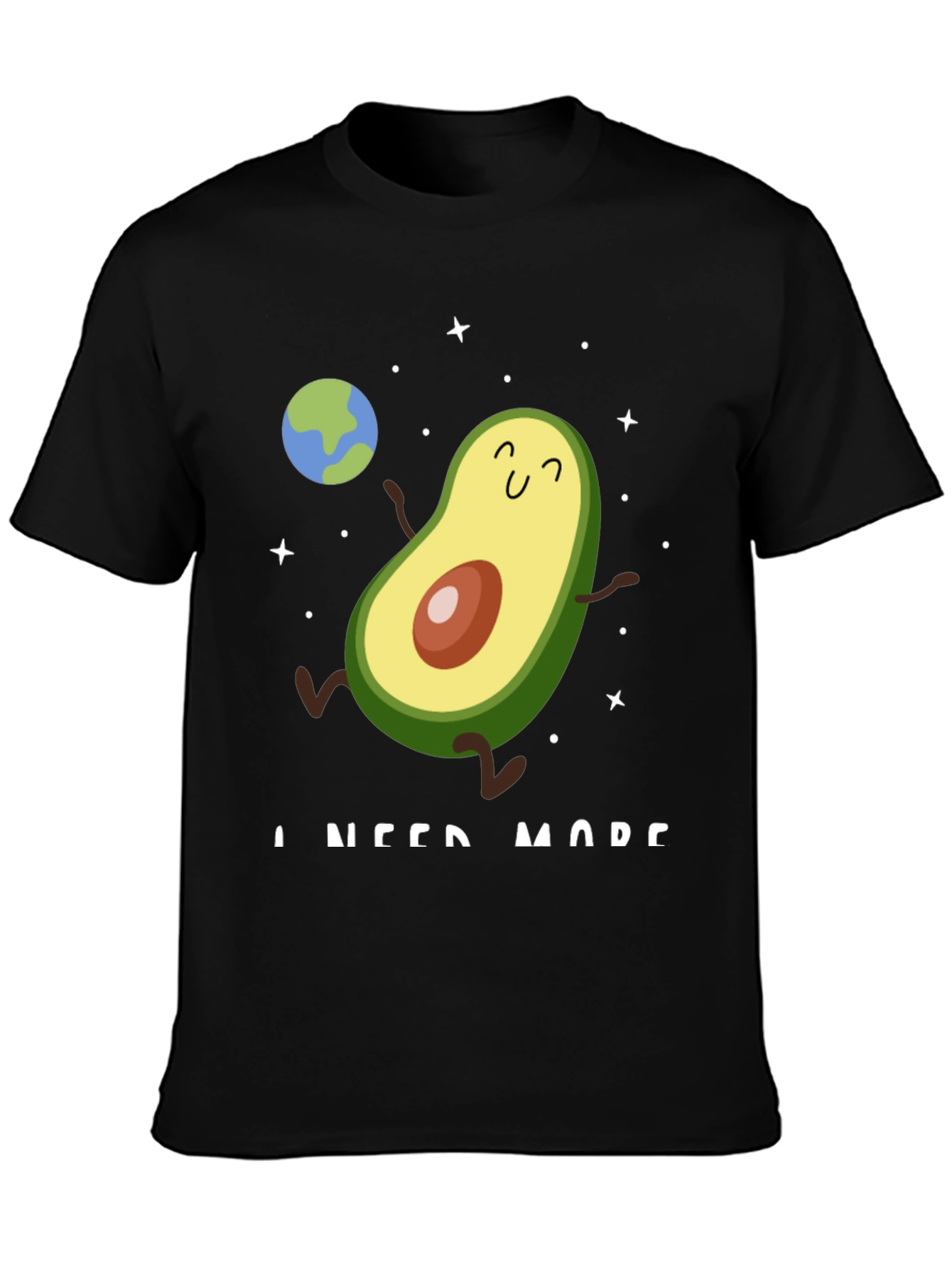 Avocado Space Black T-Shirt - I Need More!