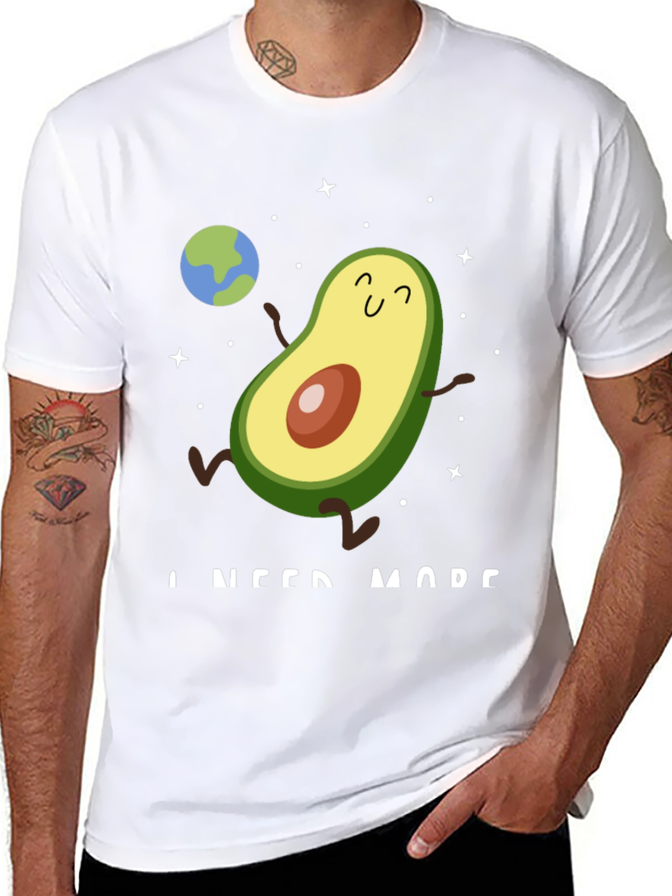 Avocado Space Black T-Shirt - I Need More!