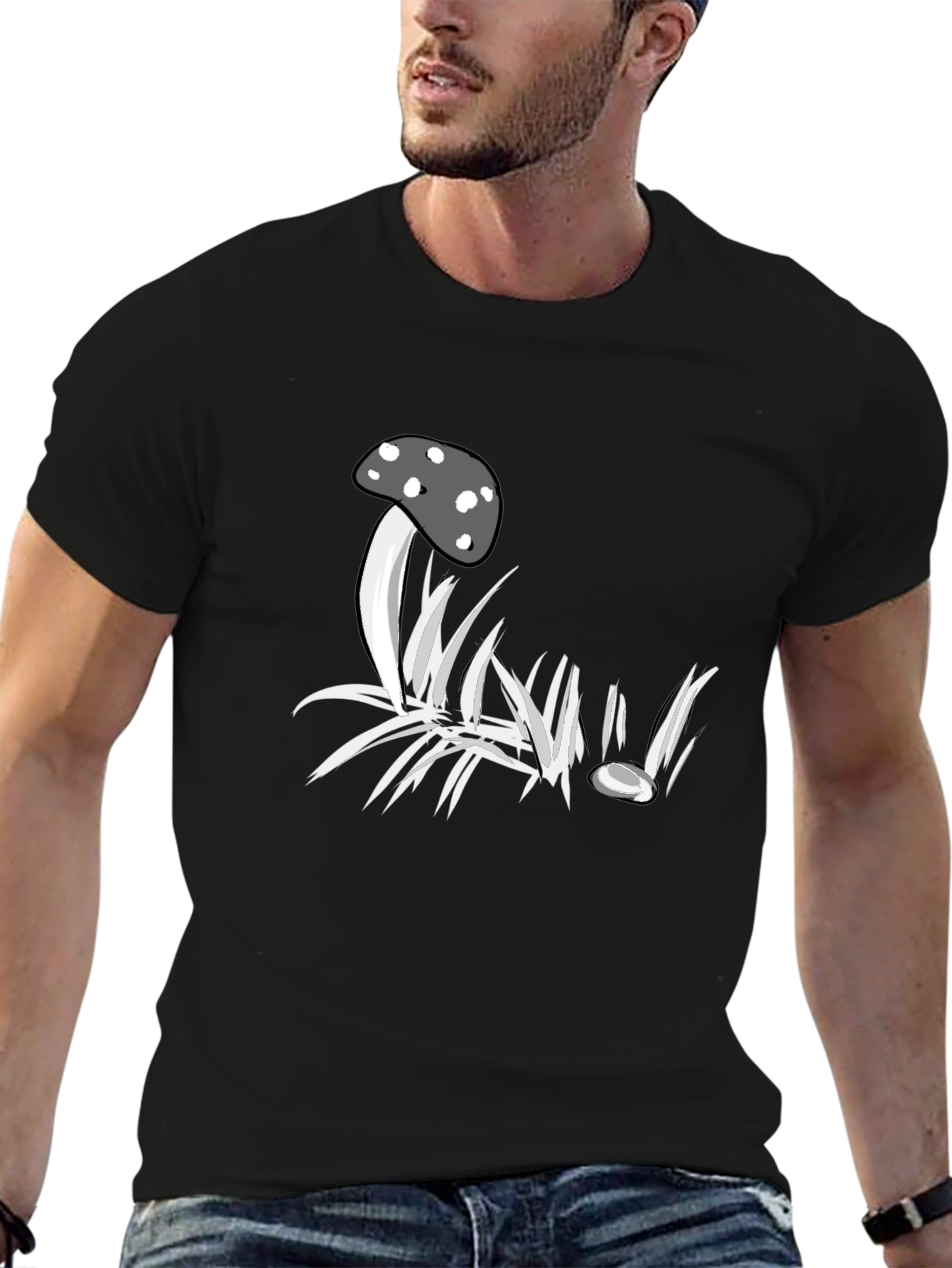Mushroom Graphic Black T-Shirt - Unique Design
