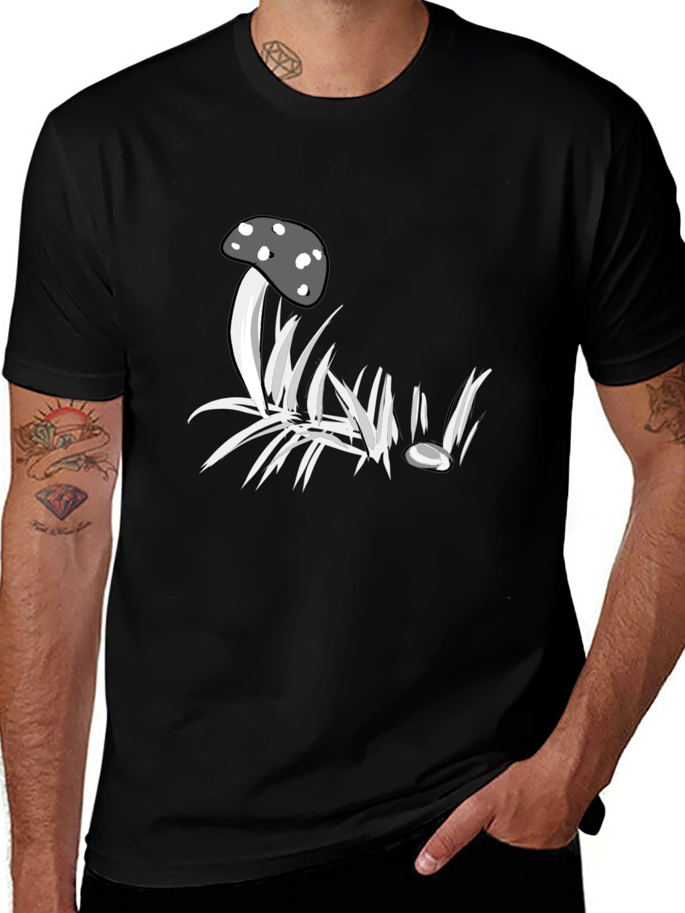 Mushroom Graphic Black T-Shirt - Unique Design