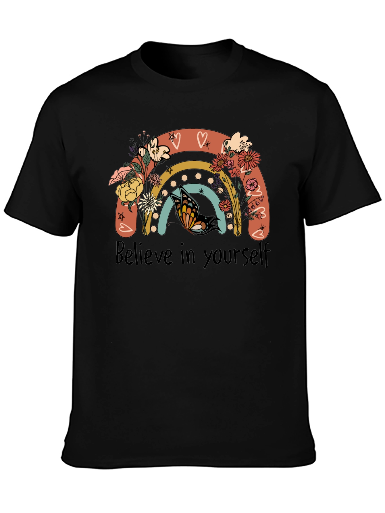 Believe In Yourself Rainbow Floral T-Shirt
