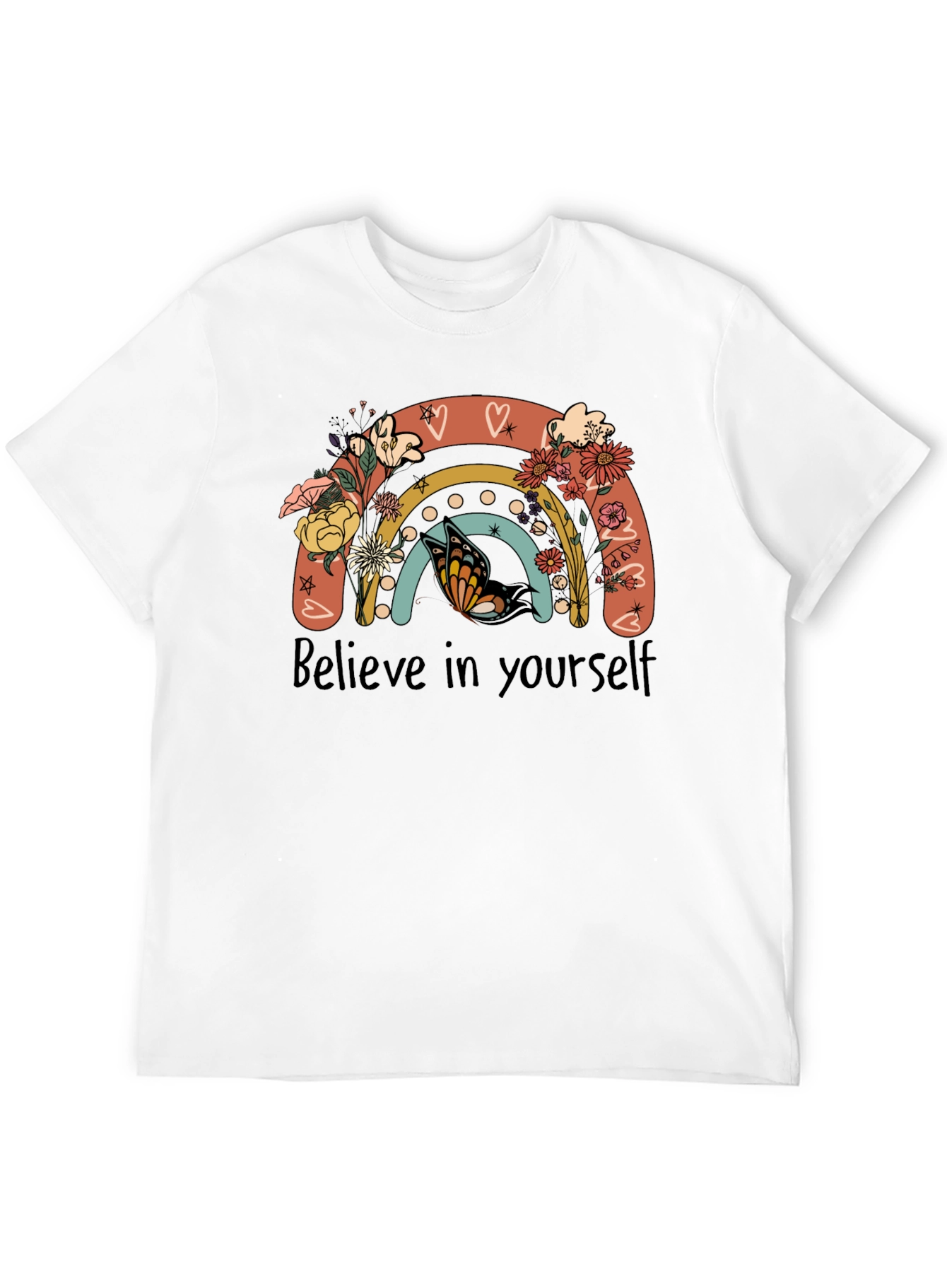Believe In Yourself Rainbow Floral T-Shirt