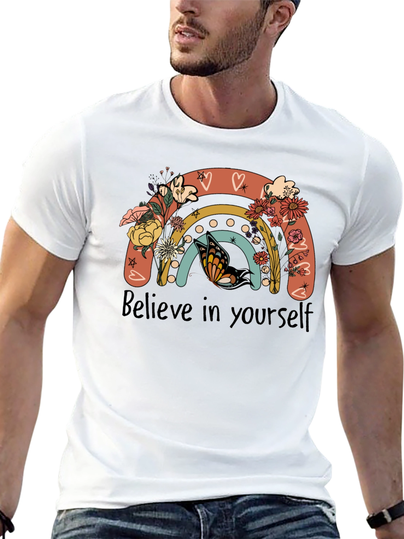 Believe In Yourself Rainbow Floral T-Shirt