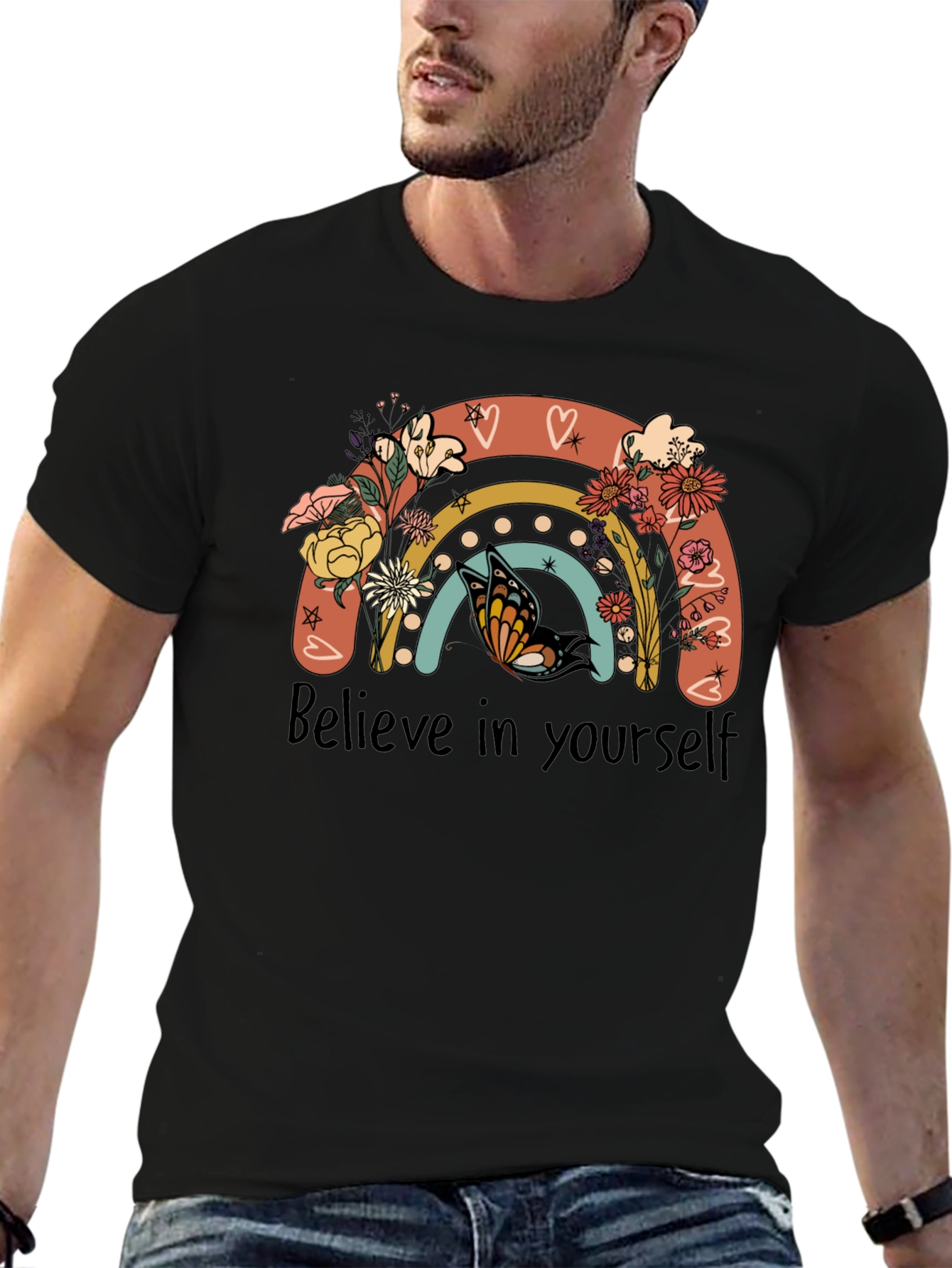 Believe In Yourself Rainbow Floral T-Shirt