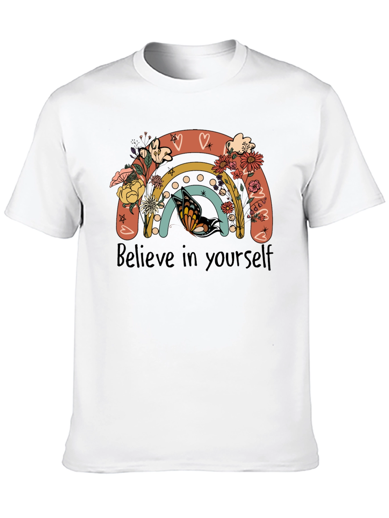 Believe In Yourself Rainbow Floral T-Shirt