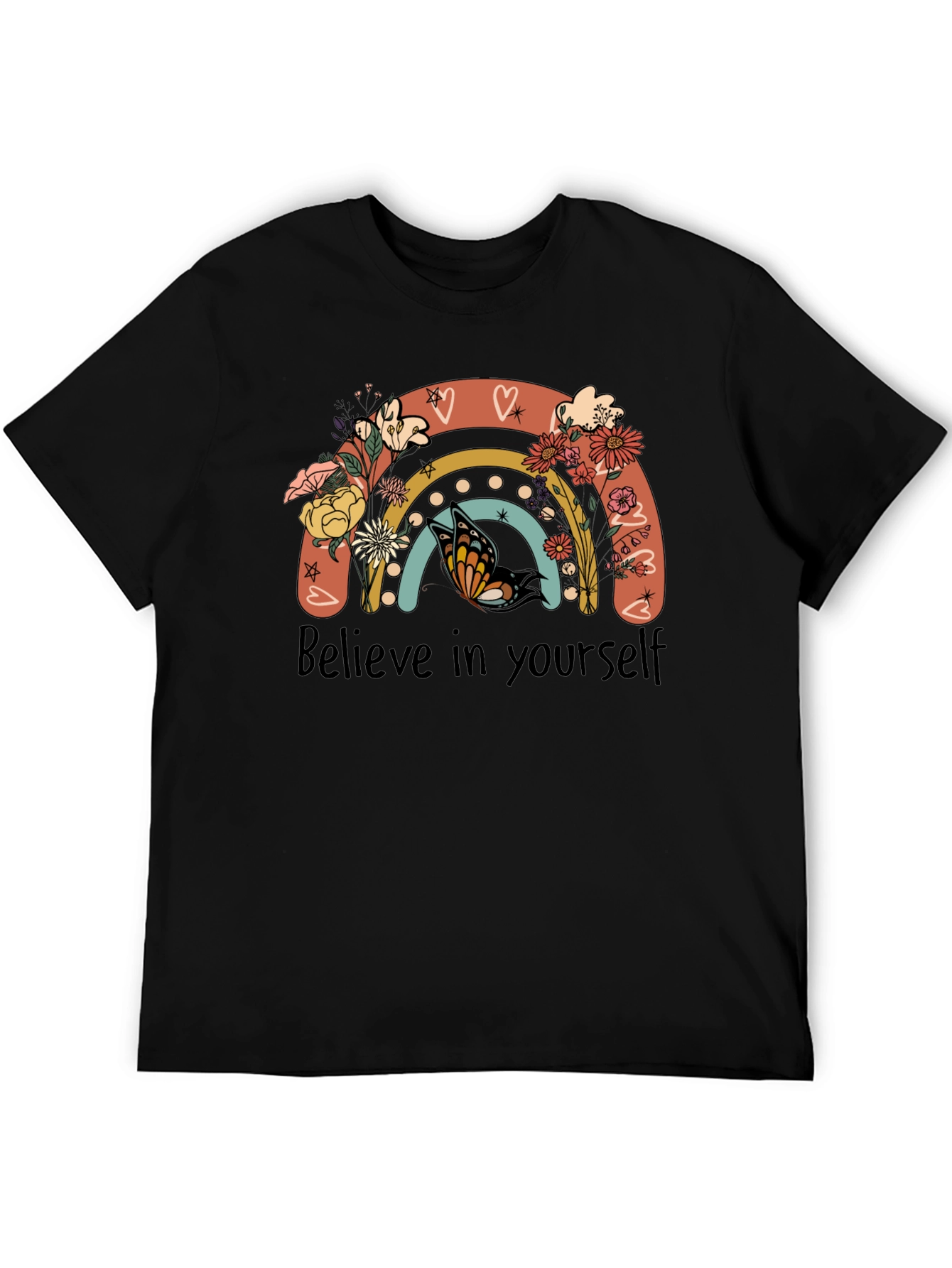 Believe In Yourself Rainbow Floral T-Shirt