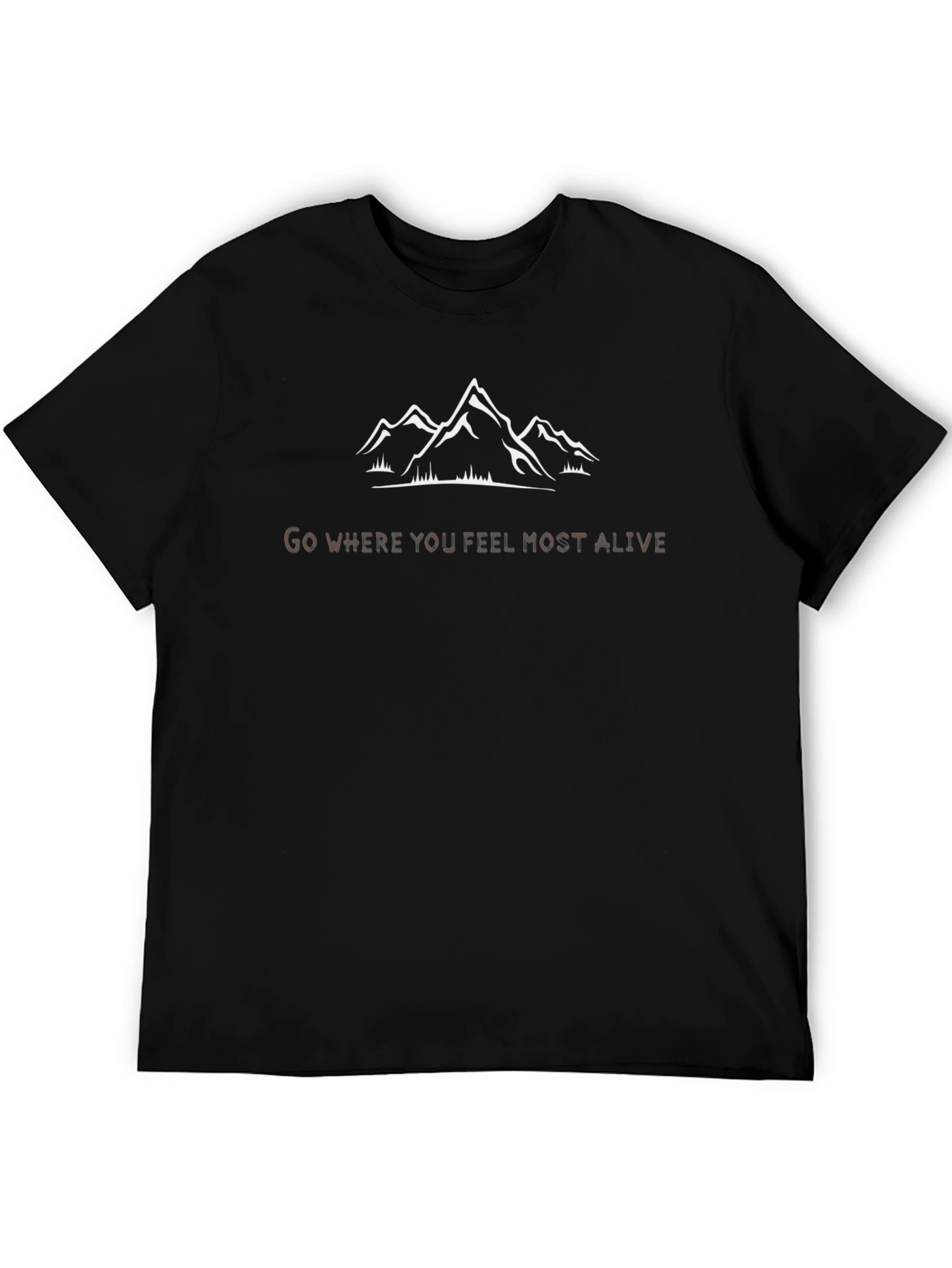 Adventure Awaits: Mountain Graphic Black T-Shirt