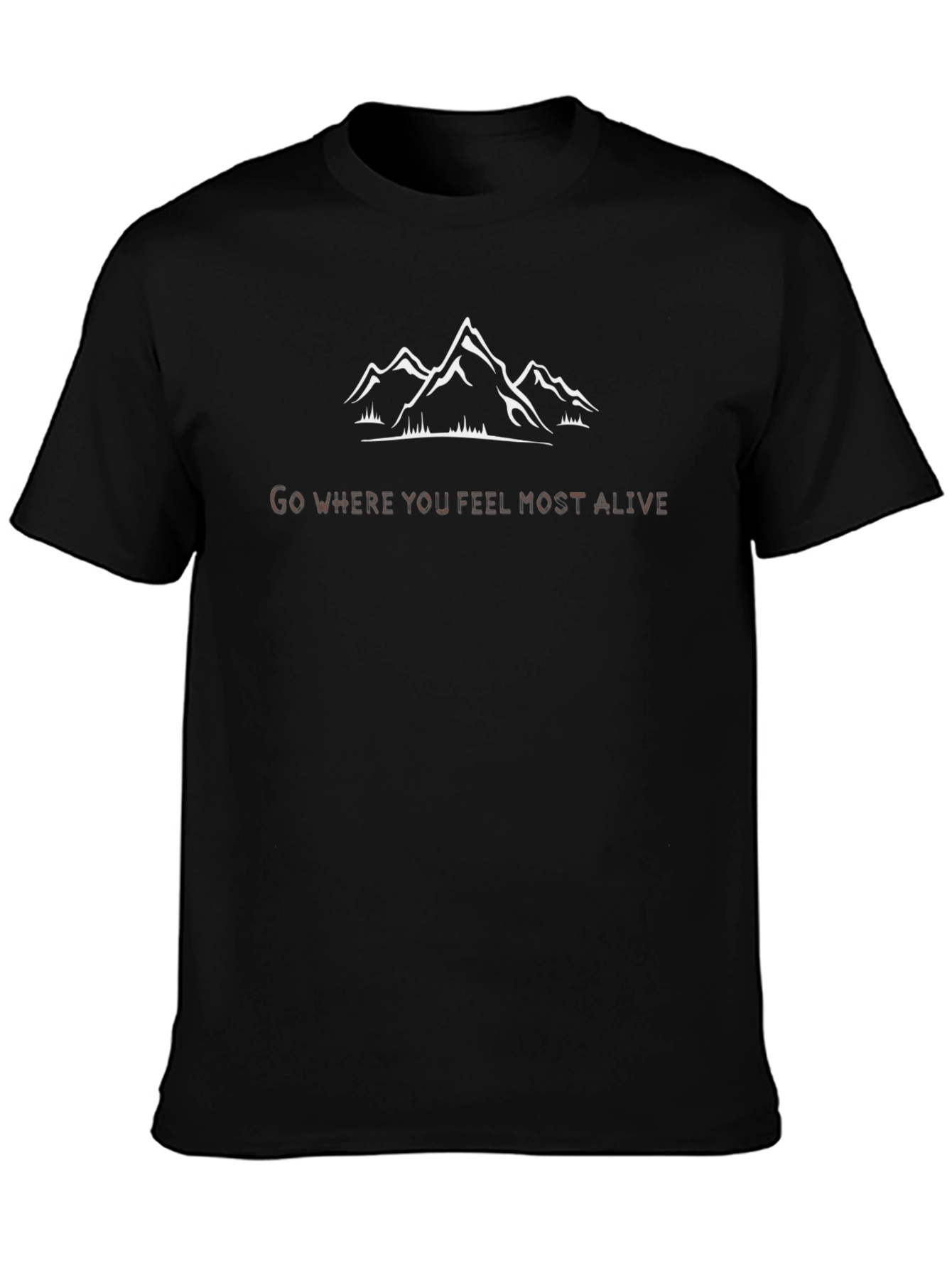 Adventure Awaits: Mountain Graphic Black T-Shirt
