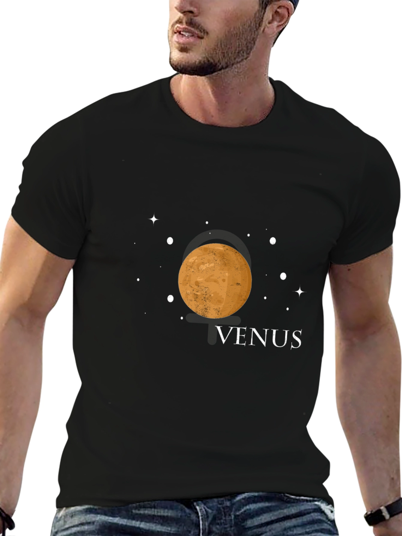 Venus Planet Graphic Tee - Black Cotton Blend Shirt