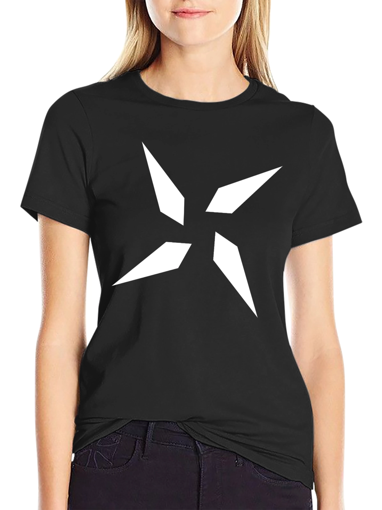 Geometric Star Graphic Black T-Shirt