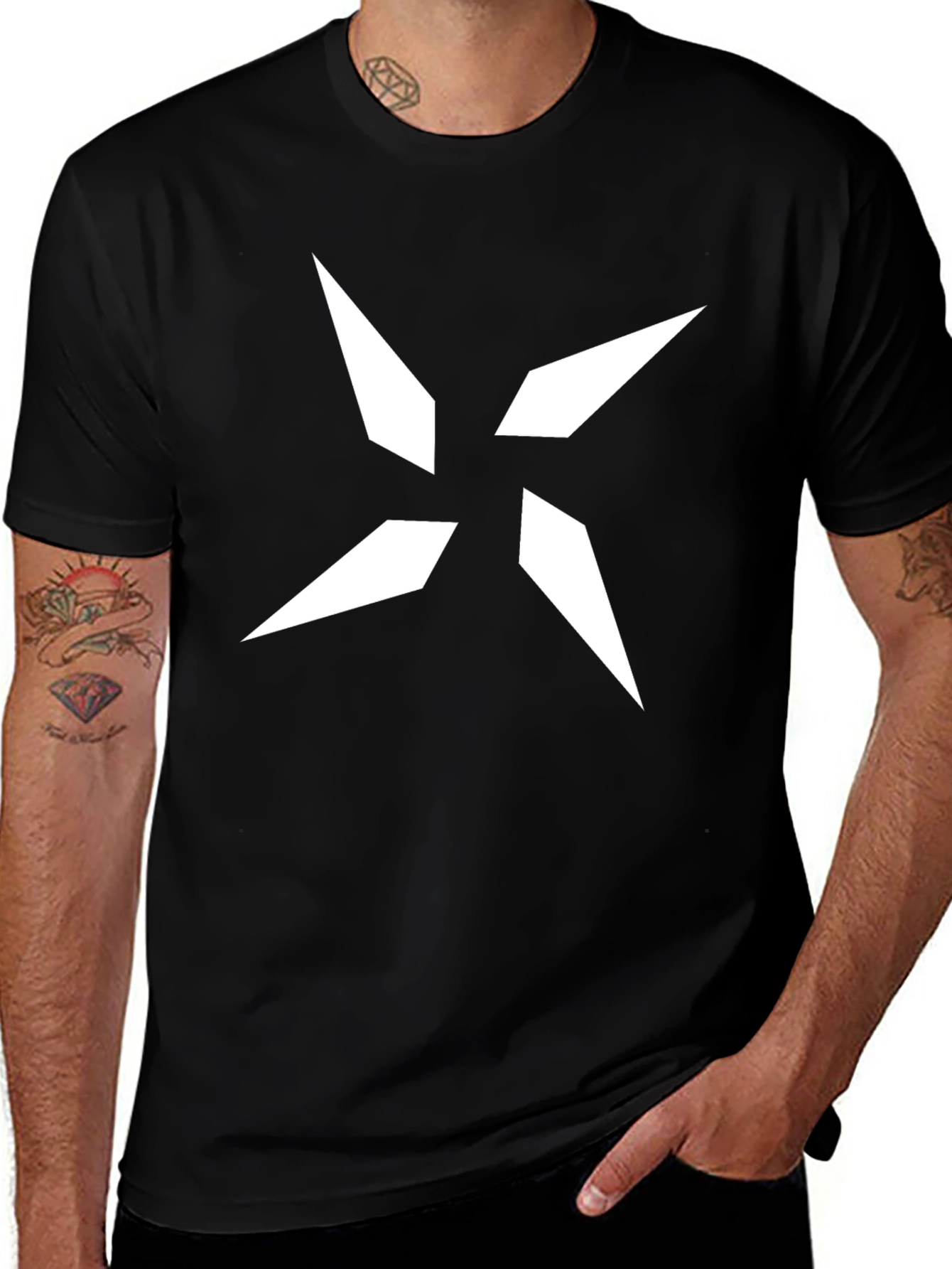 Geometric Star Graphic Black T-Shirt