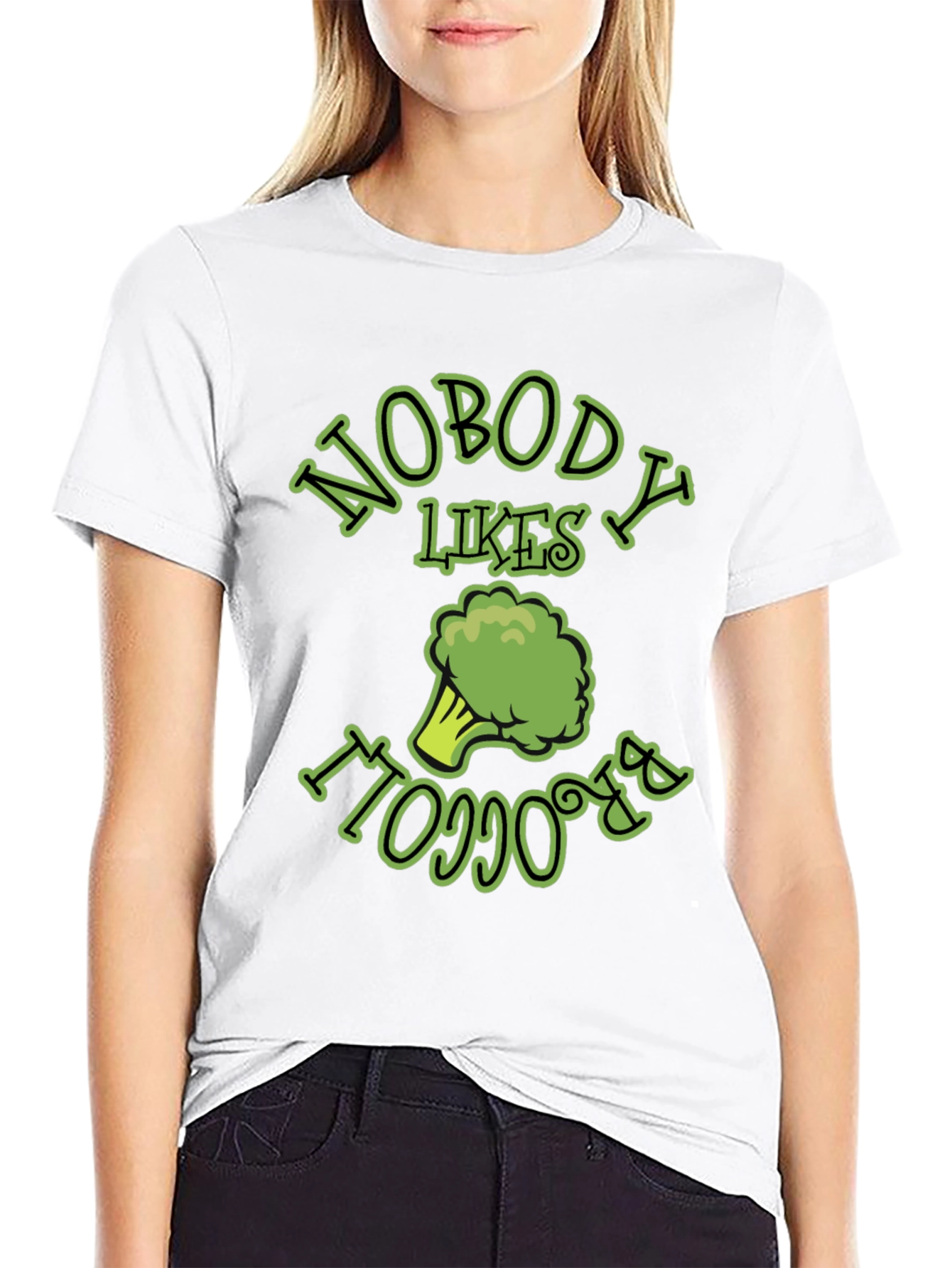 Nobody Likes Broccoli T-Shirt Funny Vegan Humor Tee