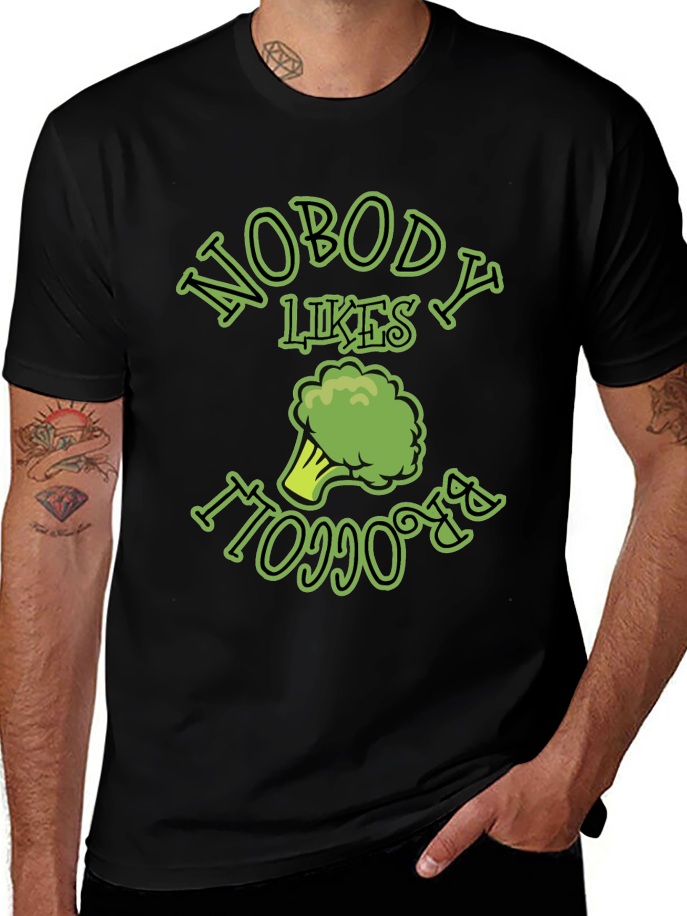 Nobody Likes Broccoli T-Shirt Funny Vegan Humor Tee