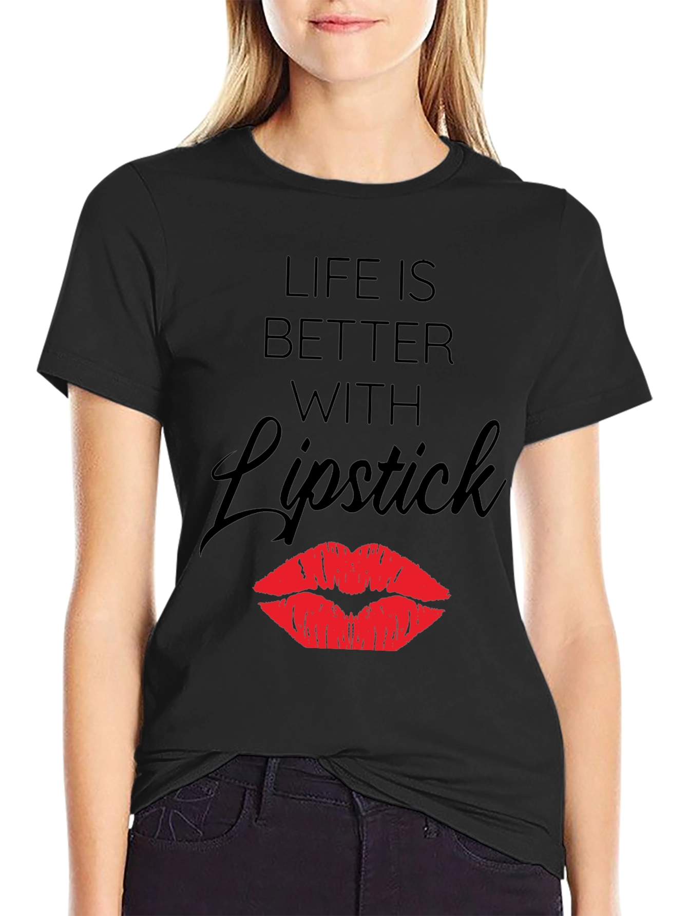 Life is Better with Lipstick Graphic T-Shirt