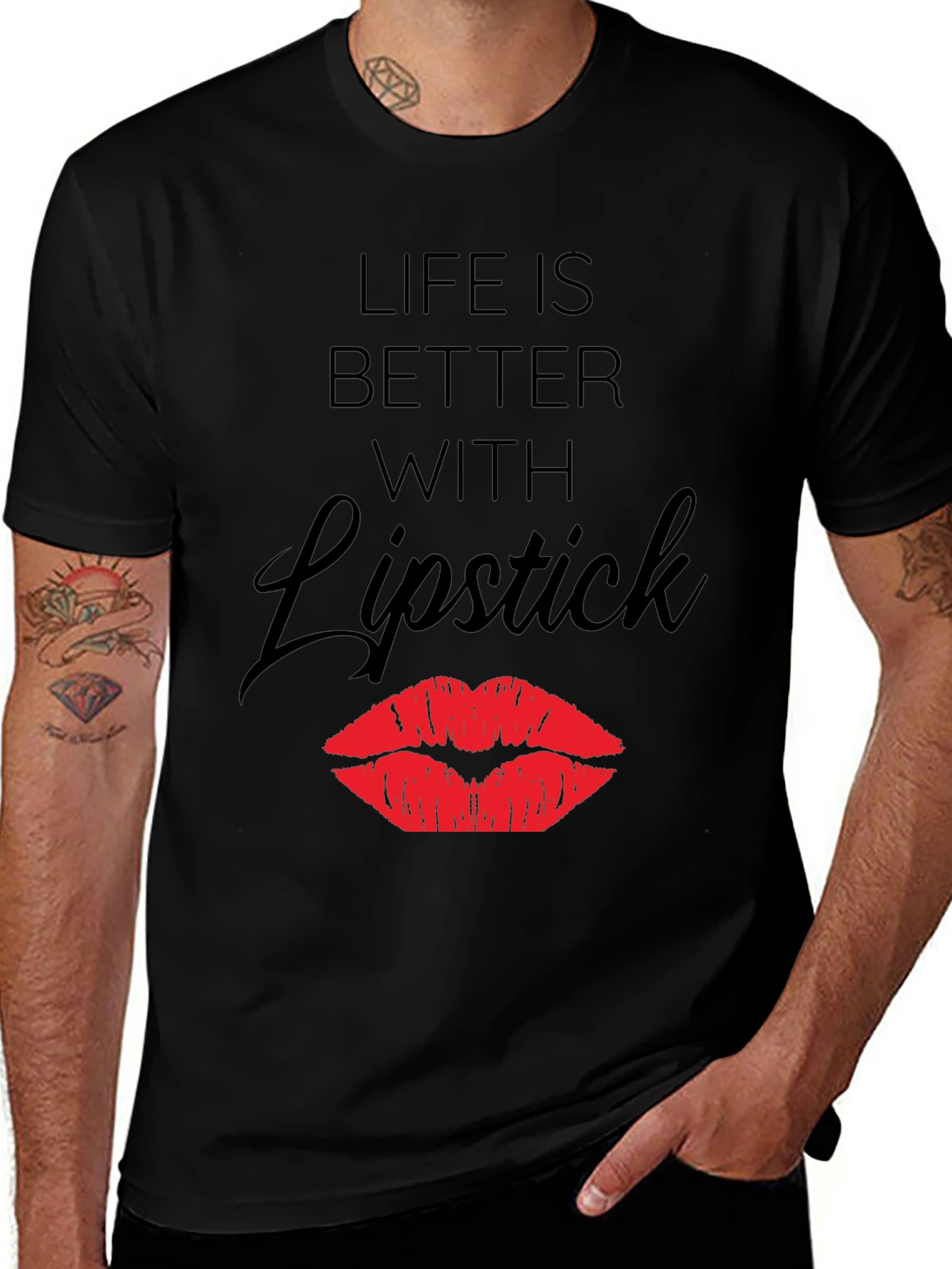 Life is Better with Lipstick Graphic T-Shirt