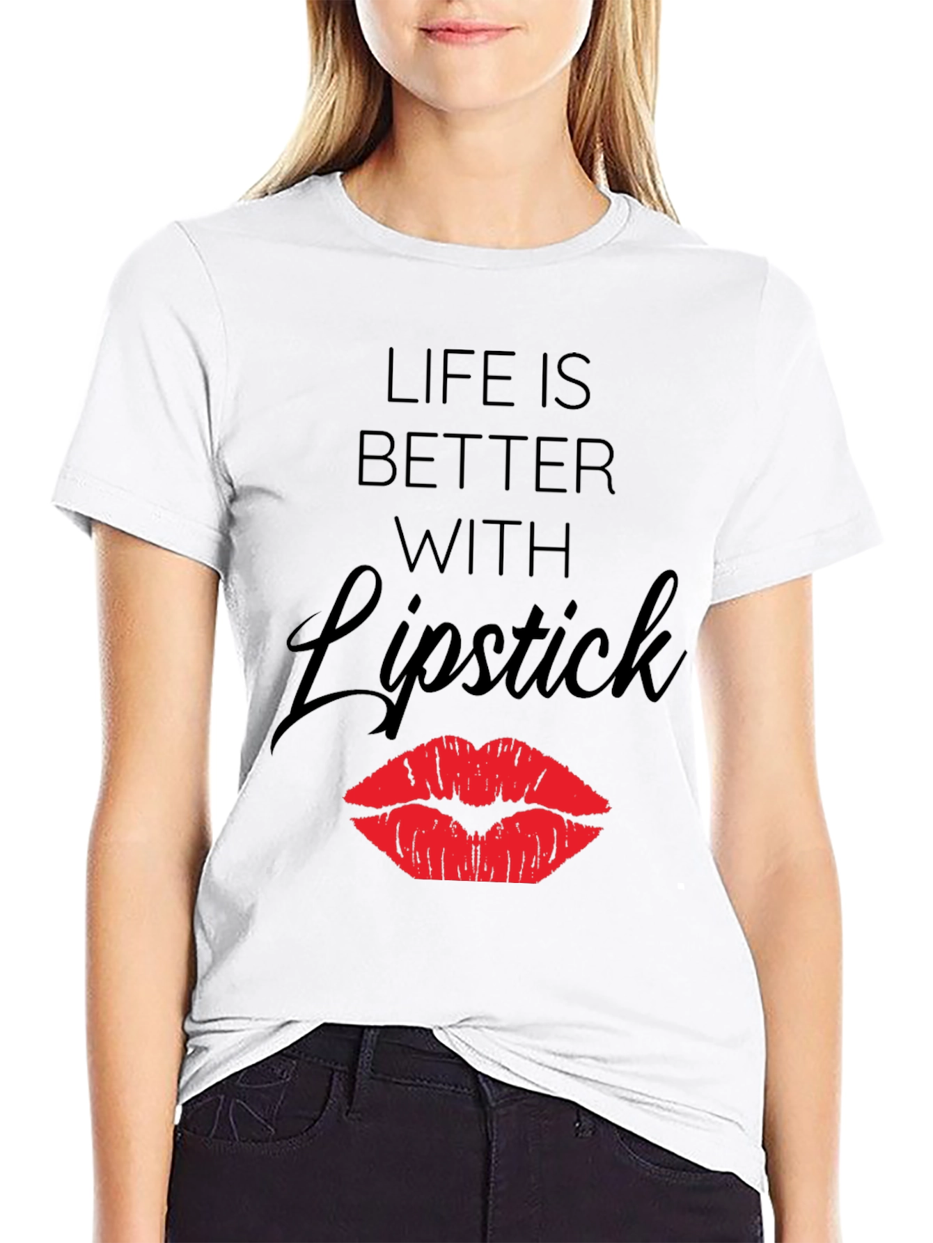 Life is Better with Lipstick Graphic T-Shirt