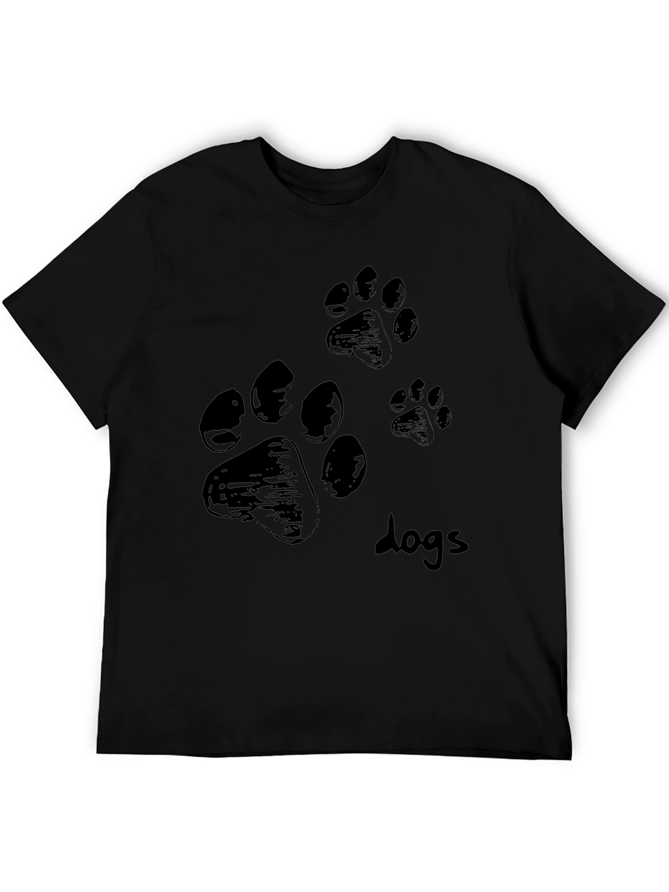 Mens Black T-Shirt with Paw Prints