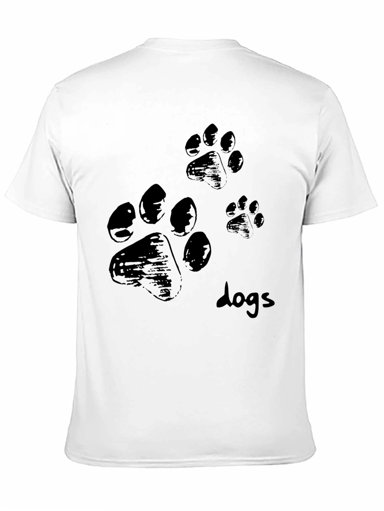 Mens Black T-Shirt with Paw Prints