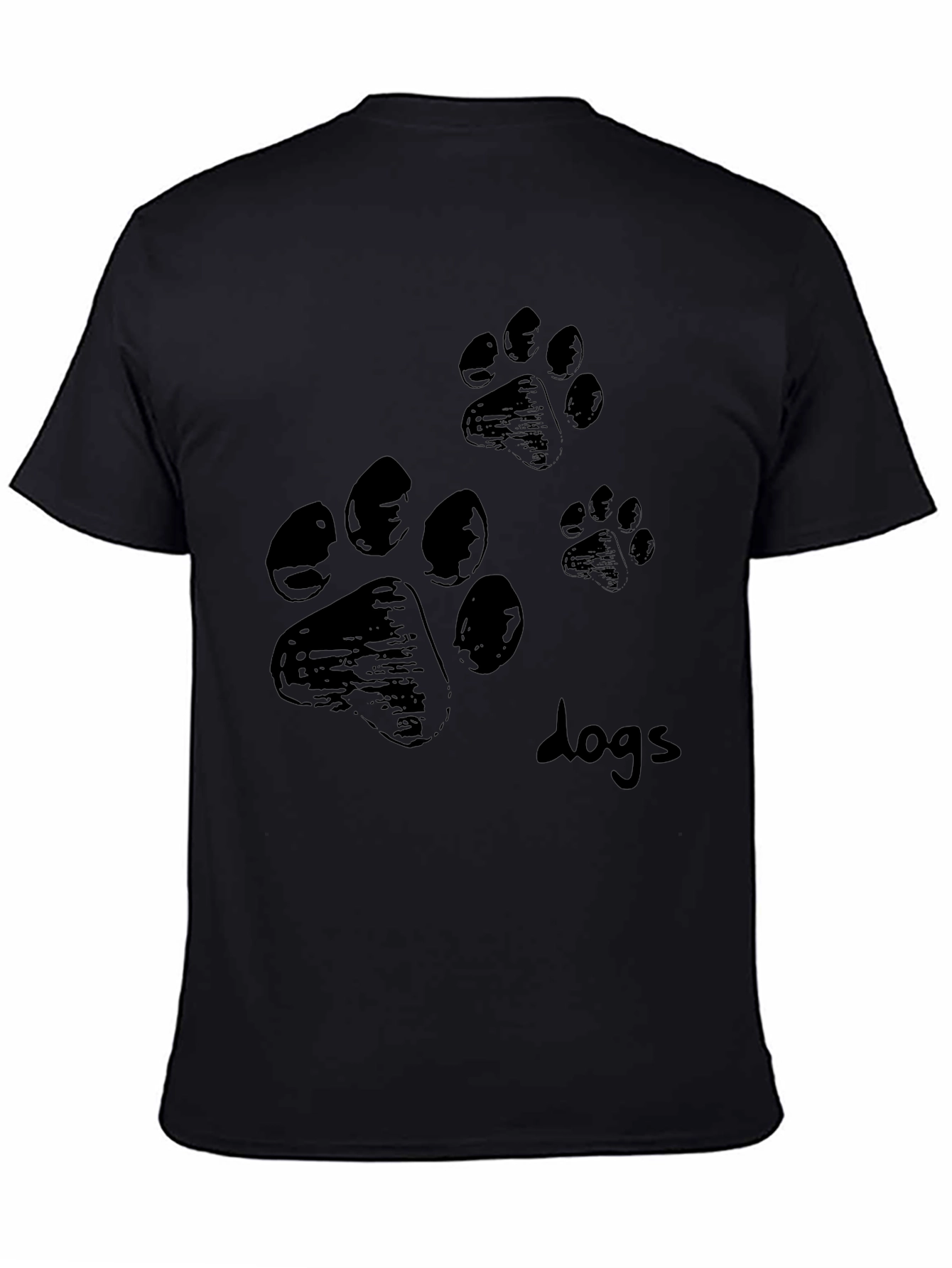 Mens Black T-Shirt with Paw Prints