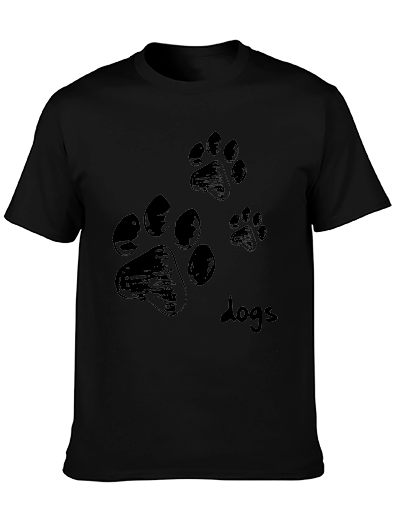 Mens Black T-Shirt with Paw Prints