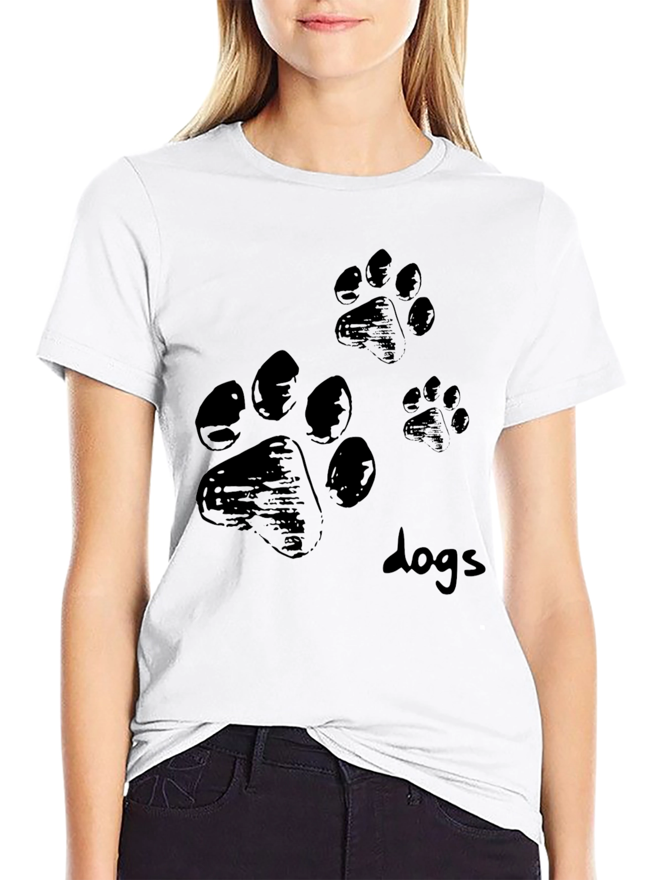 Mens Black T-Shirt with Paw Prints