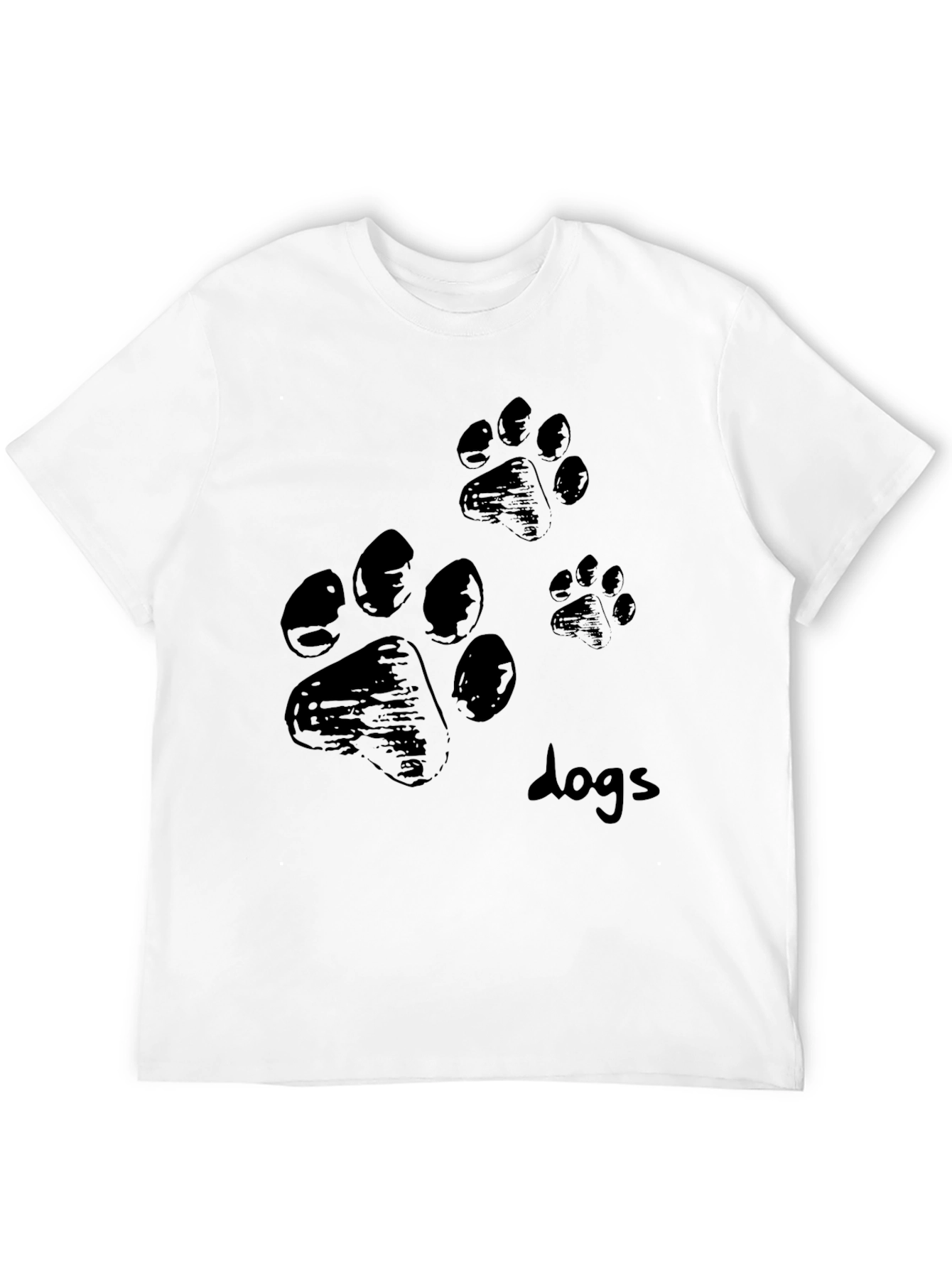Mens Black T-Shirt with Paw Prints