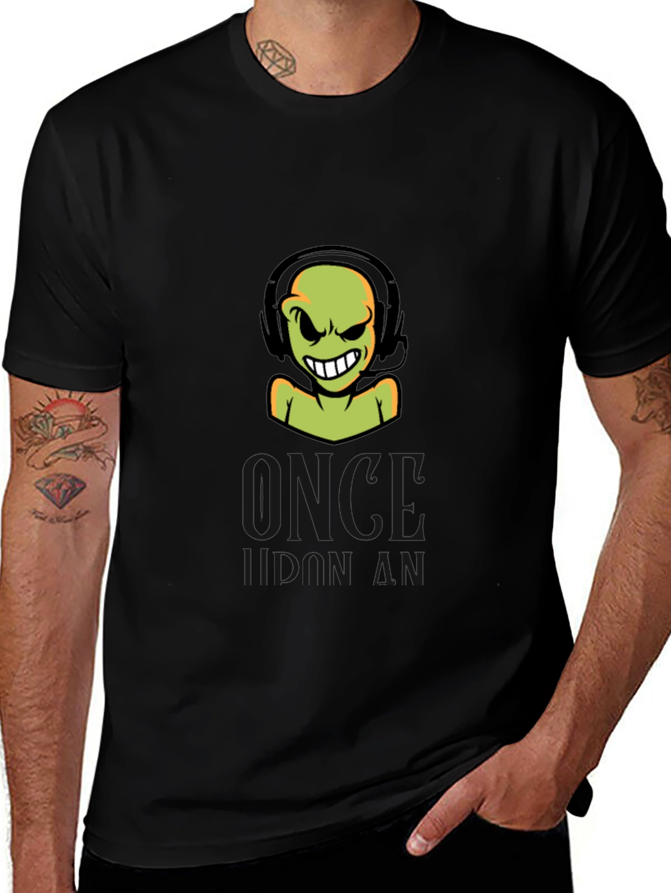 Gamer Alien Headset Black T-Shirt