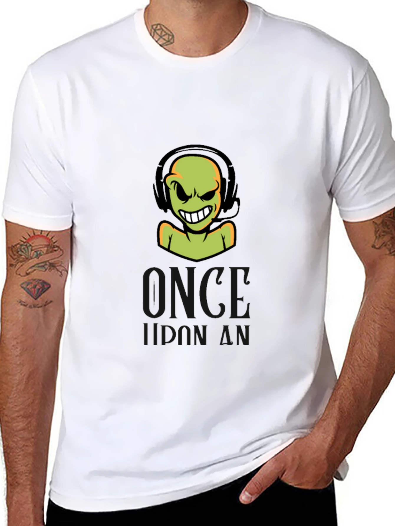 Gamer Alien Headset Black T-Shirt