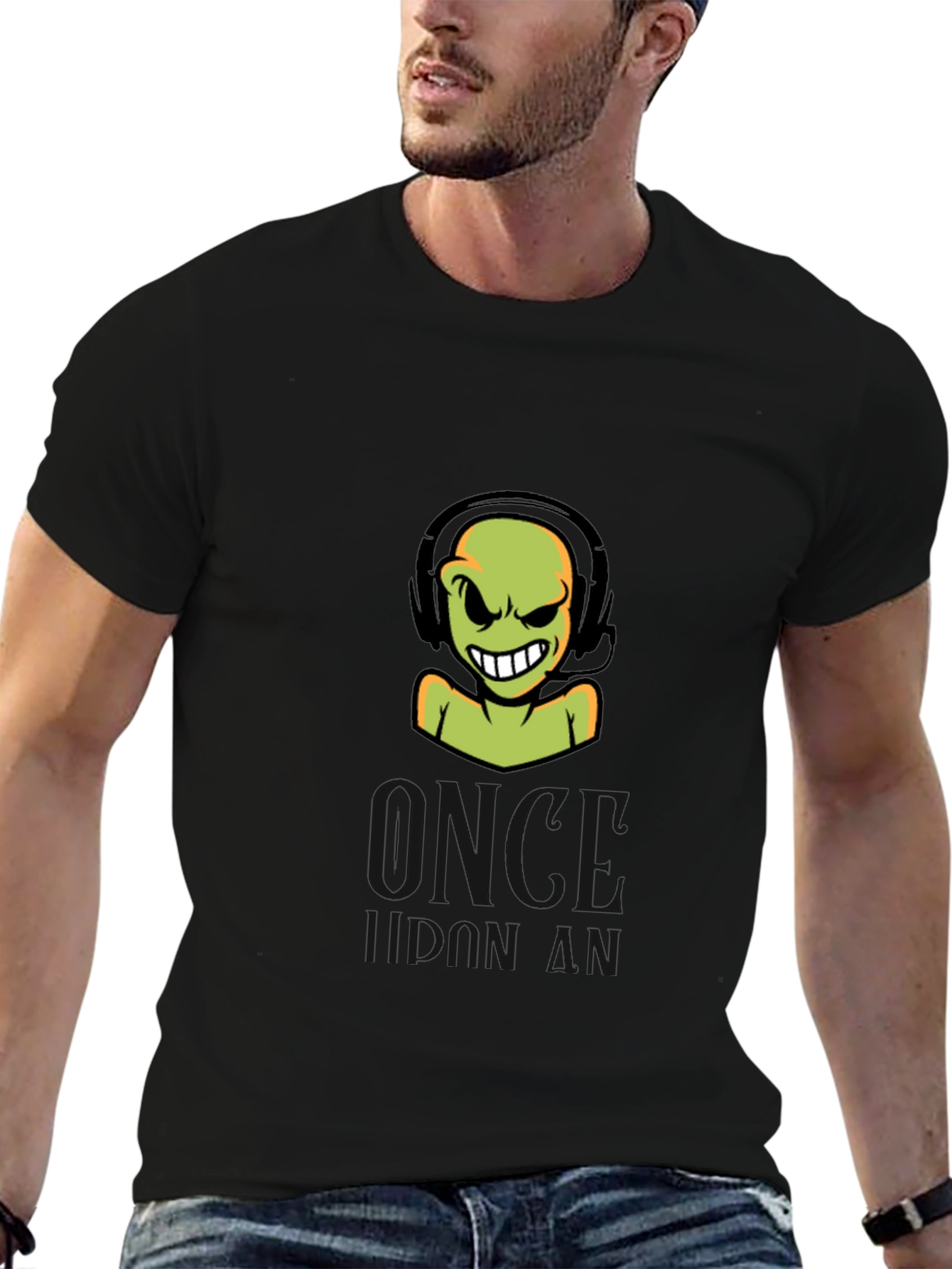 Gamer Alien Headset Black T-Shirt