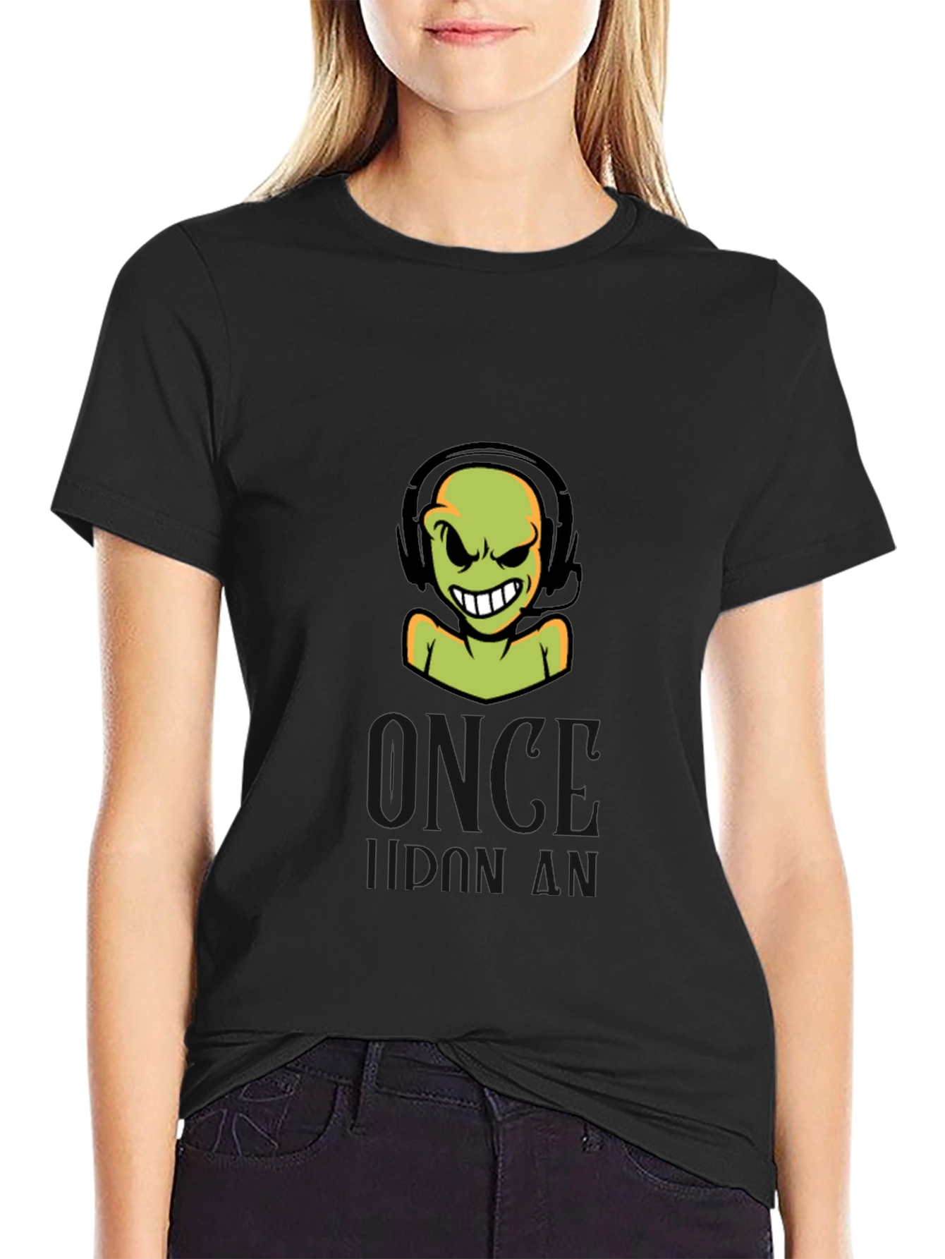 Gamer Alien Headset Black T-Shirt