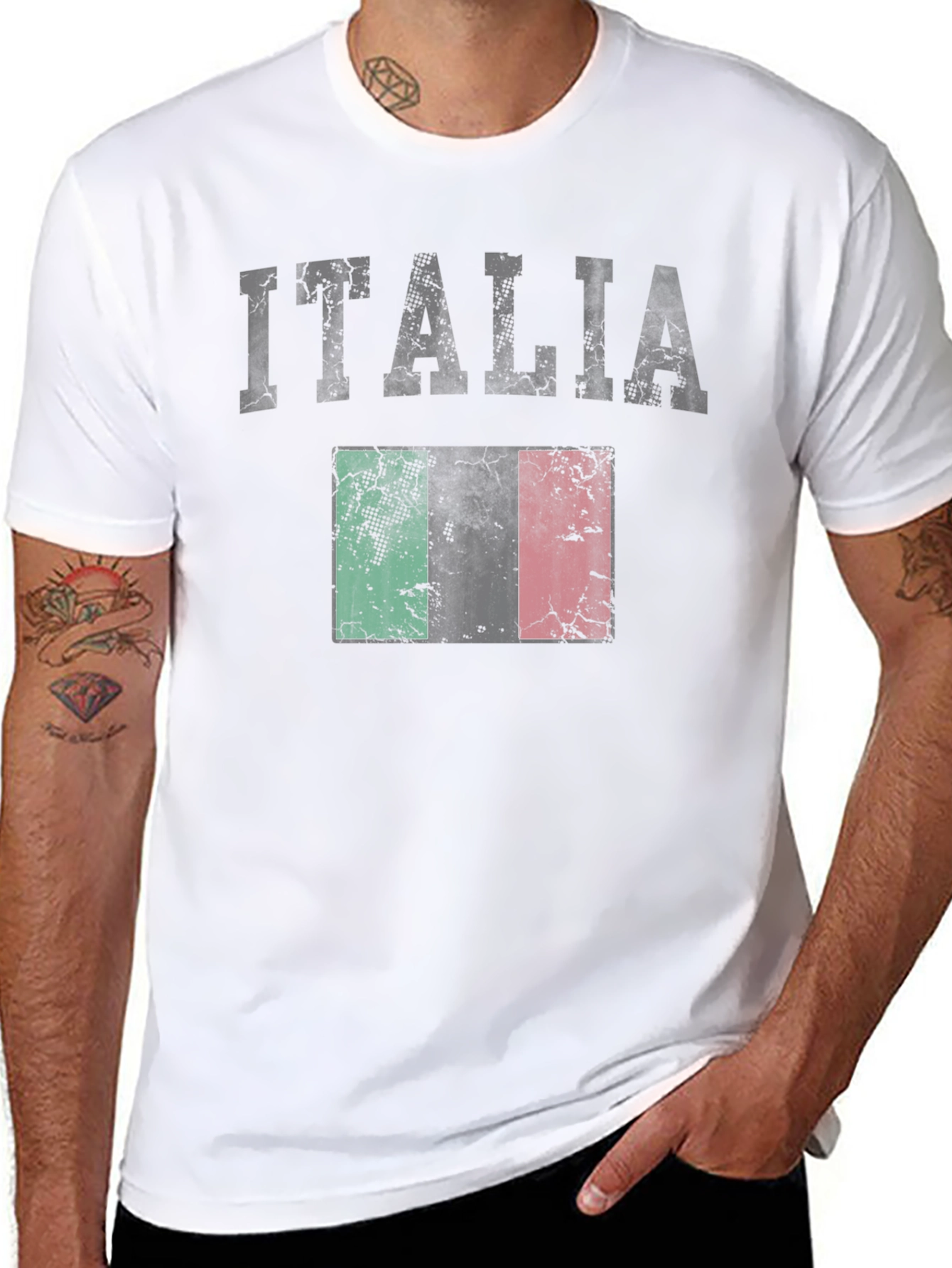 Italia Flag T-Shirt - Distressed Graphic Tee