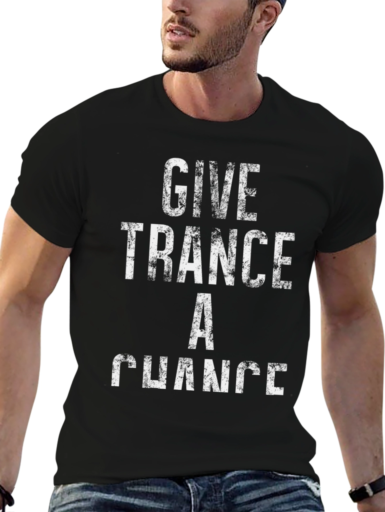 Give Trance A Chance Mens Black Graphic Tee