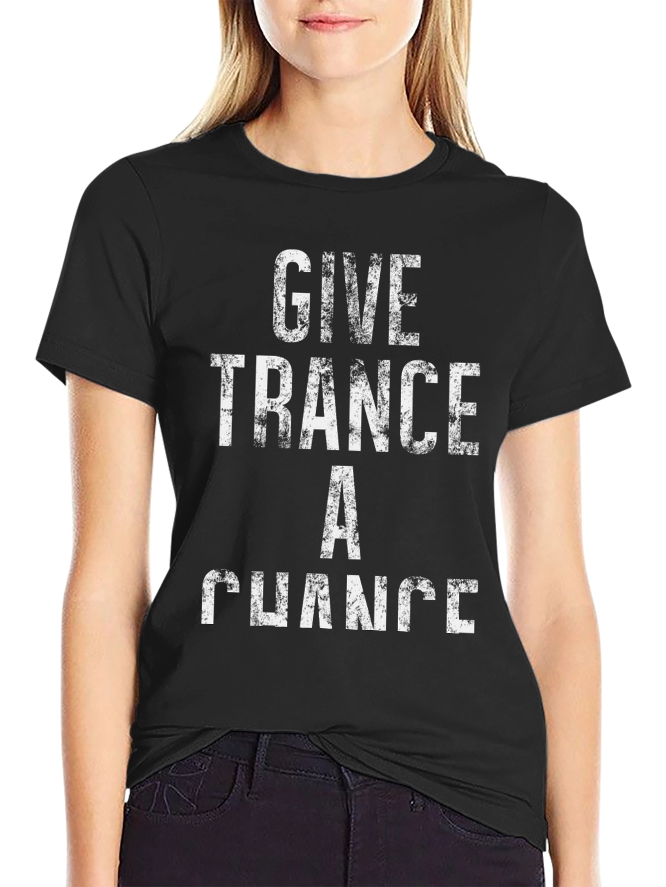 Give Trance A Chance Mens Black Graphic Tee