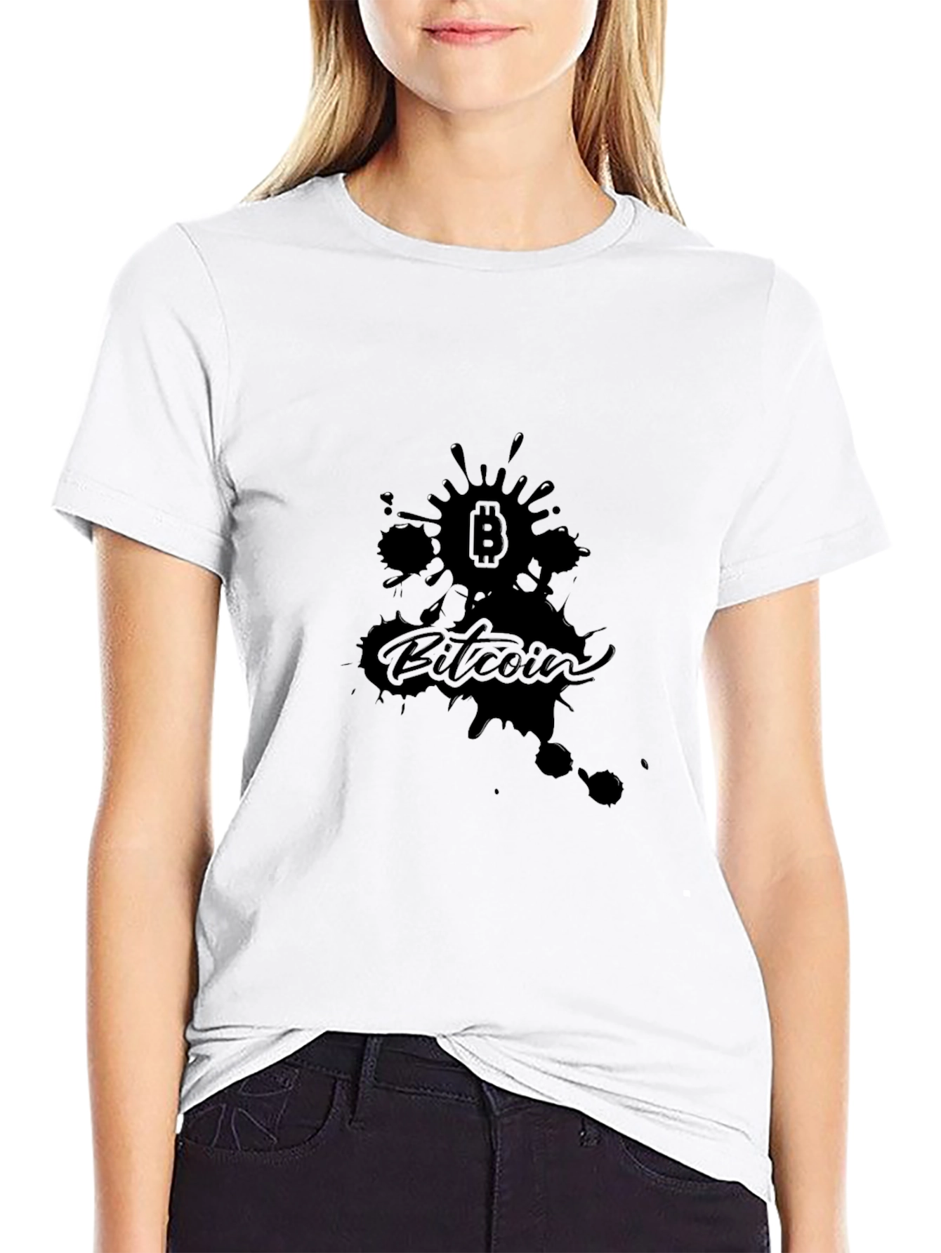 Bitcoin Splatter Graphic Black T-Shirt