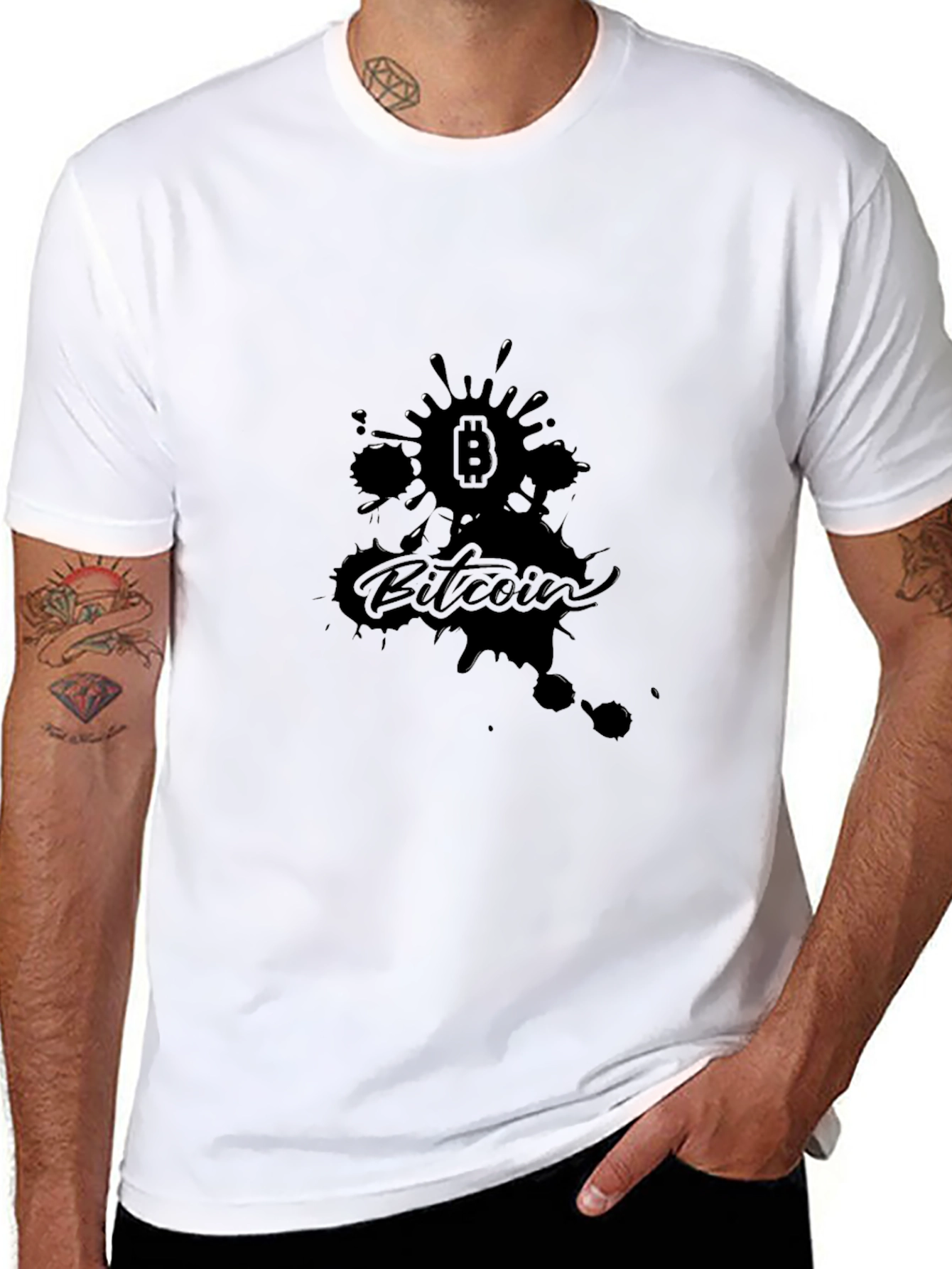 Bitcoin Splatter Graphic Black T-Shirt