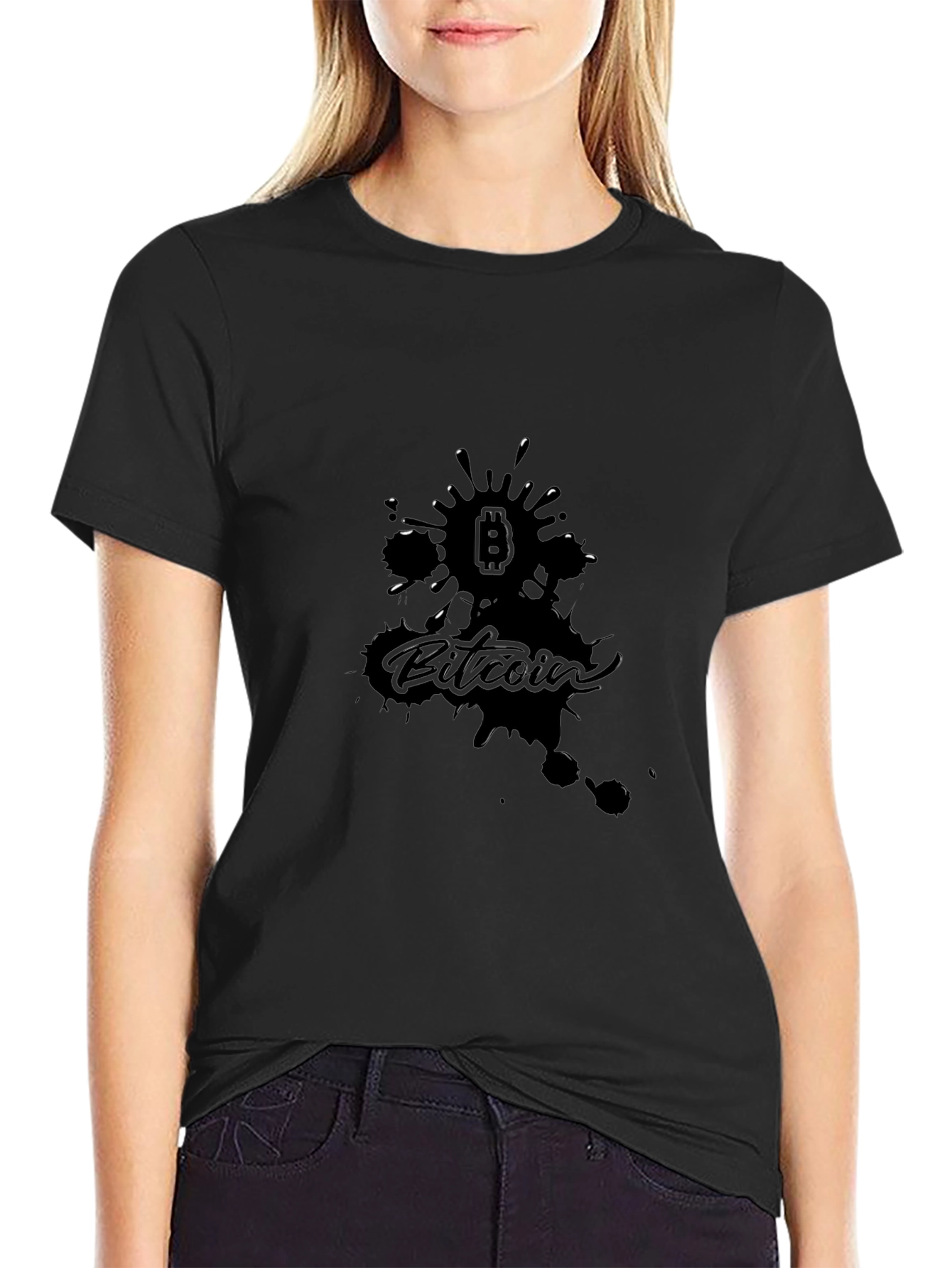 Bitcoin Splatter Graphic Black T-Shirt