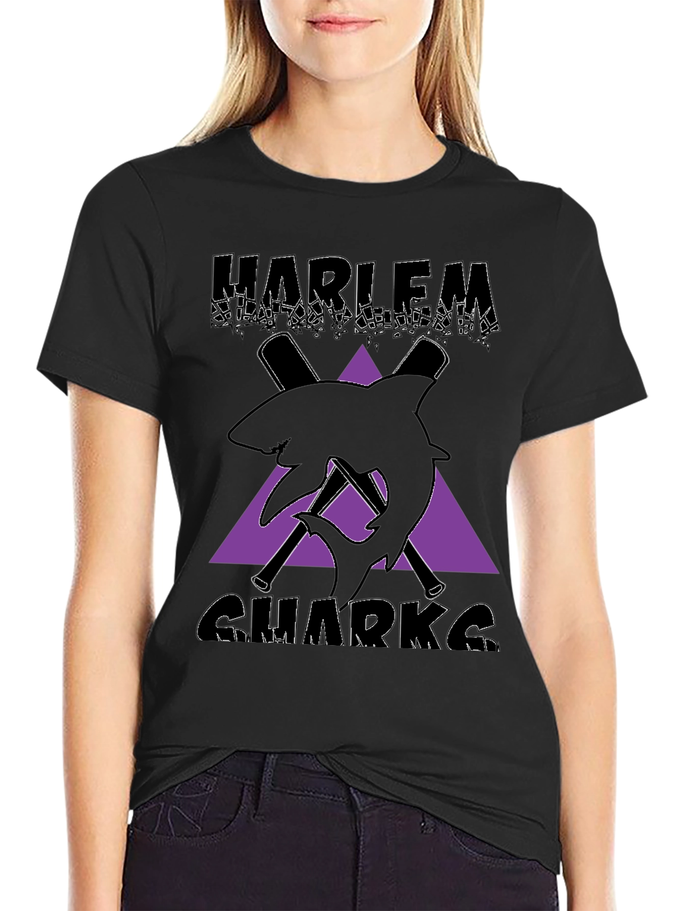 Harlem Sharks Graphic Tee - Black Cotton T-Shirt