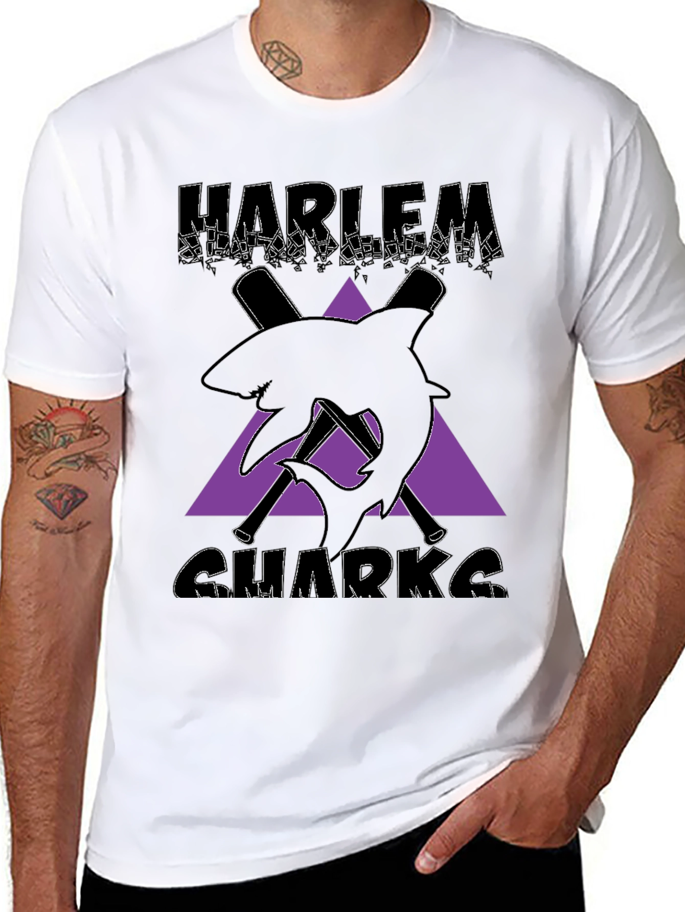 Harlem Sharks Graphic Tee - Black Cotton T-Shirt