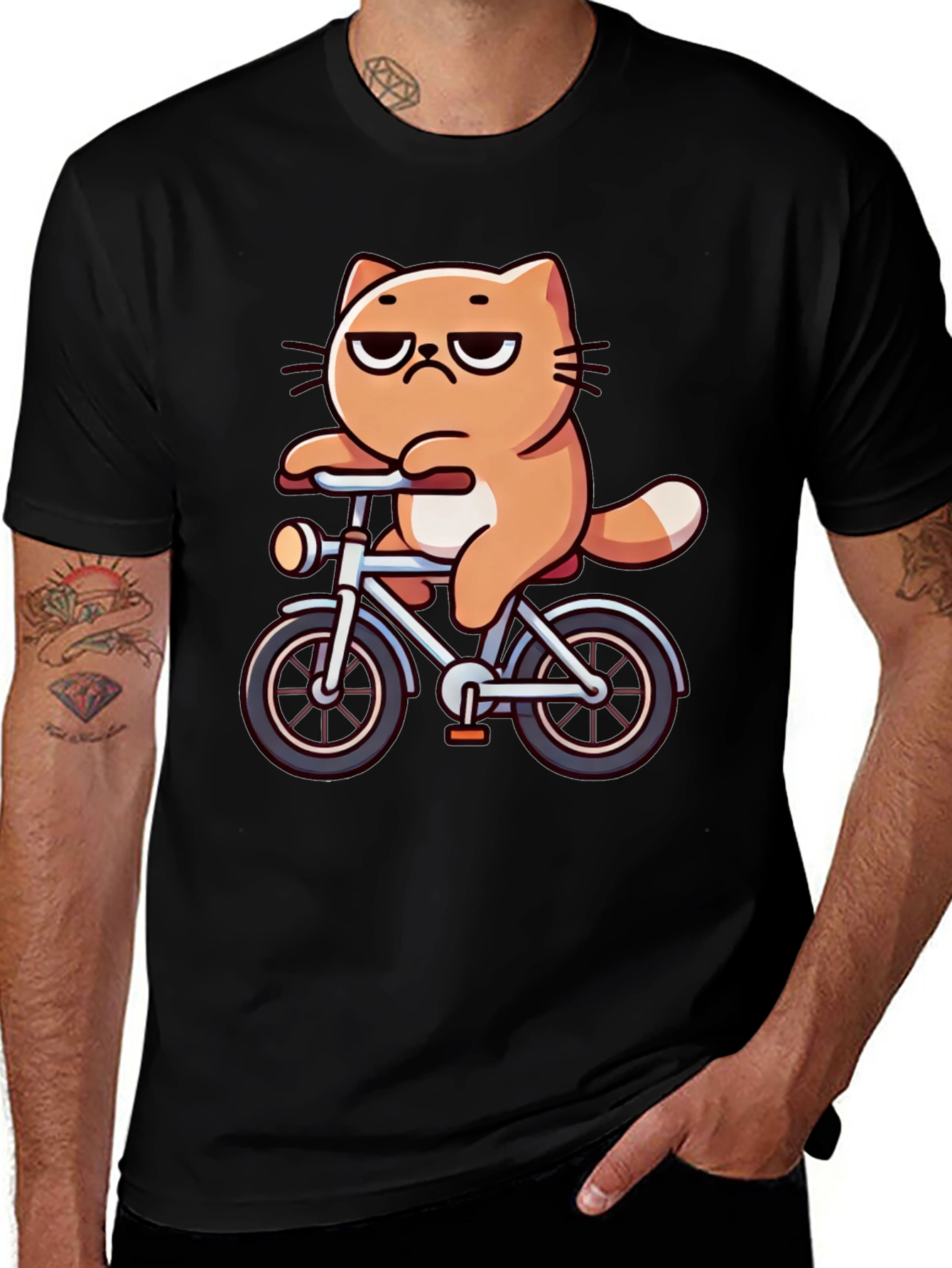 Cat on Bike T-Shirt - Funny Graphic Tee