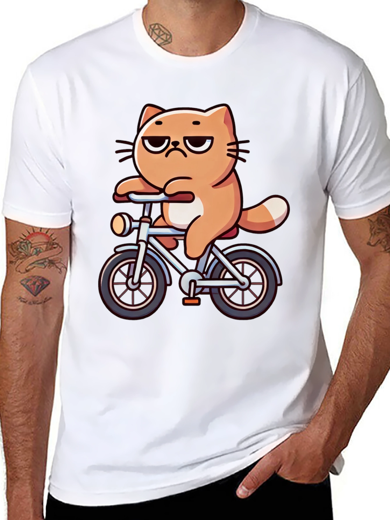 Cat on Bike T-Shirt - Funny Graphic Tee