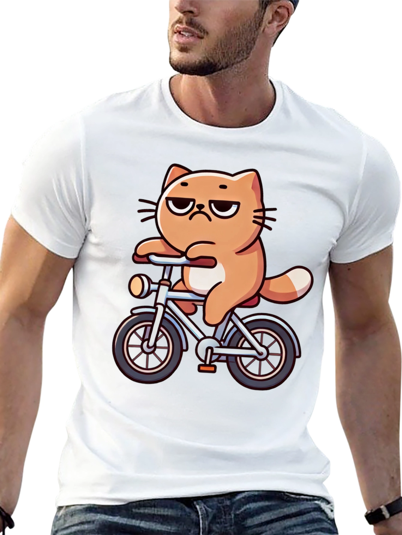 Cat on Bike T-Shirt - Funny Graphic Tee