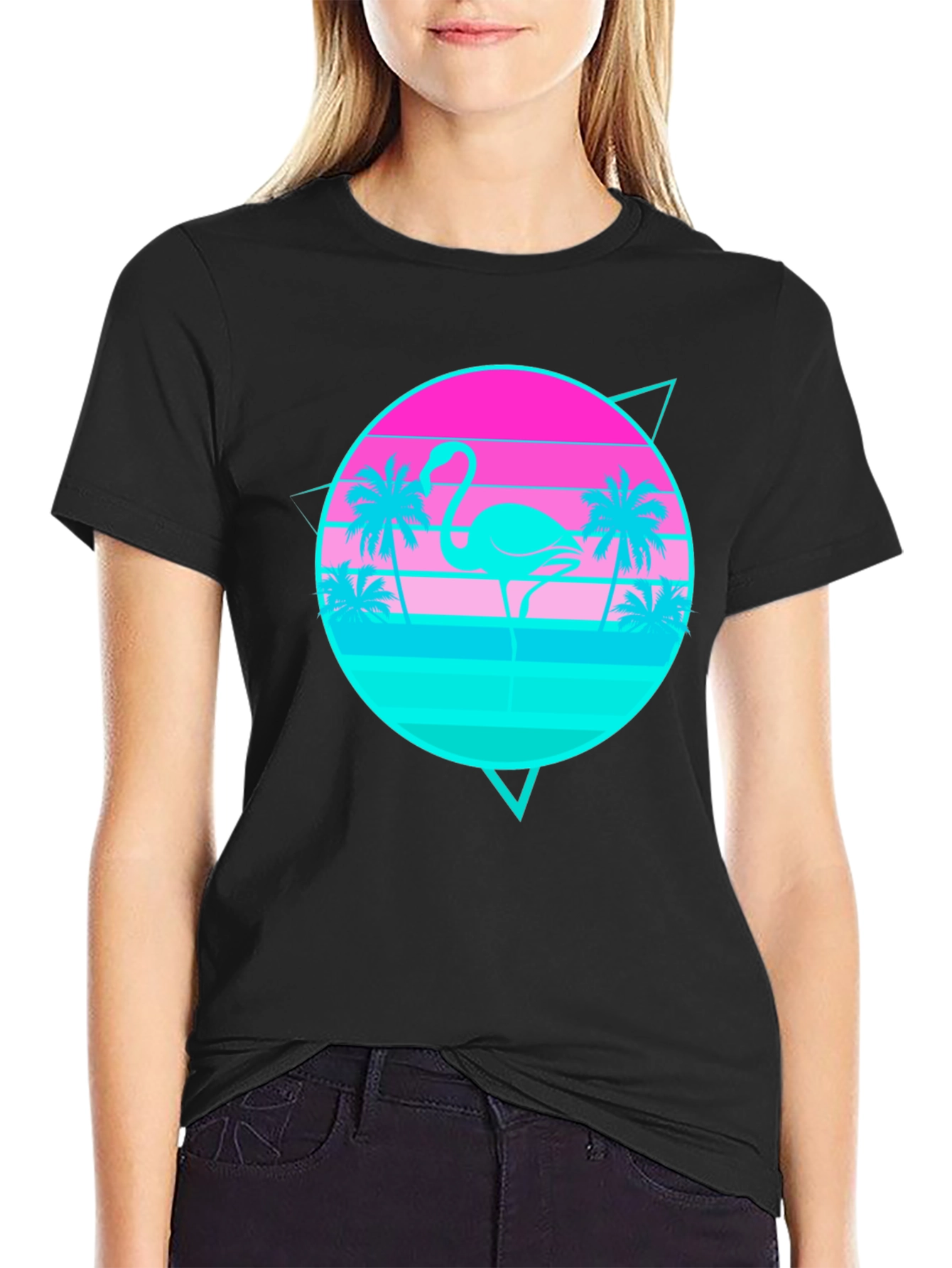 Retro Flamingo Sunset Graphic Tee