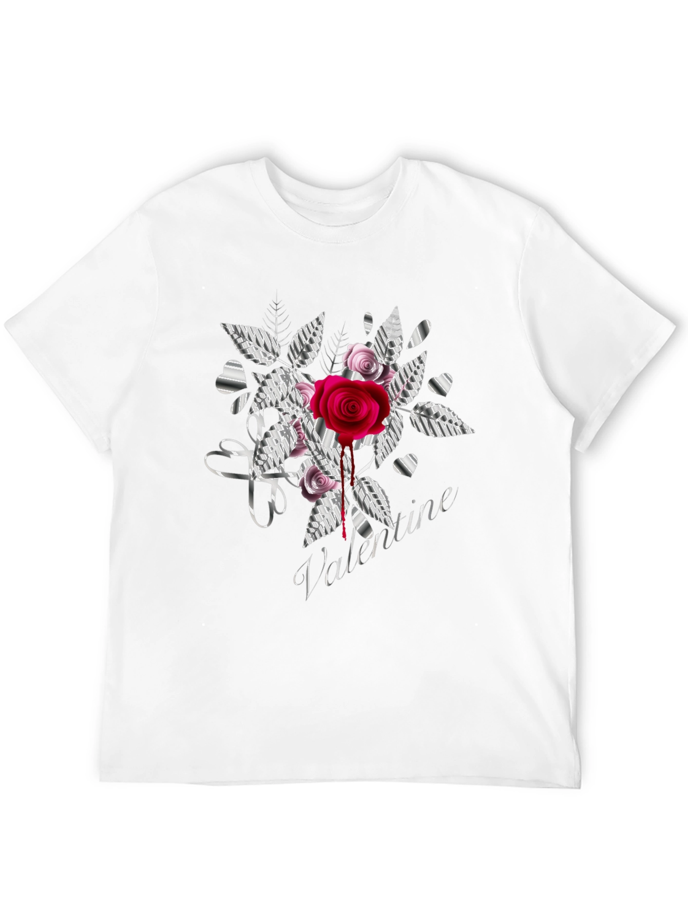 Valentine Rose Graphic Tee - Black
