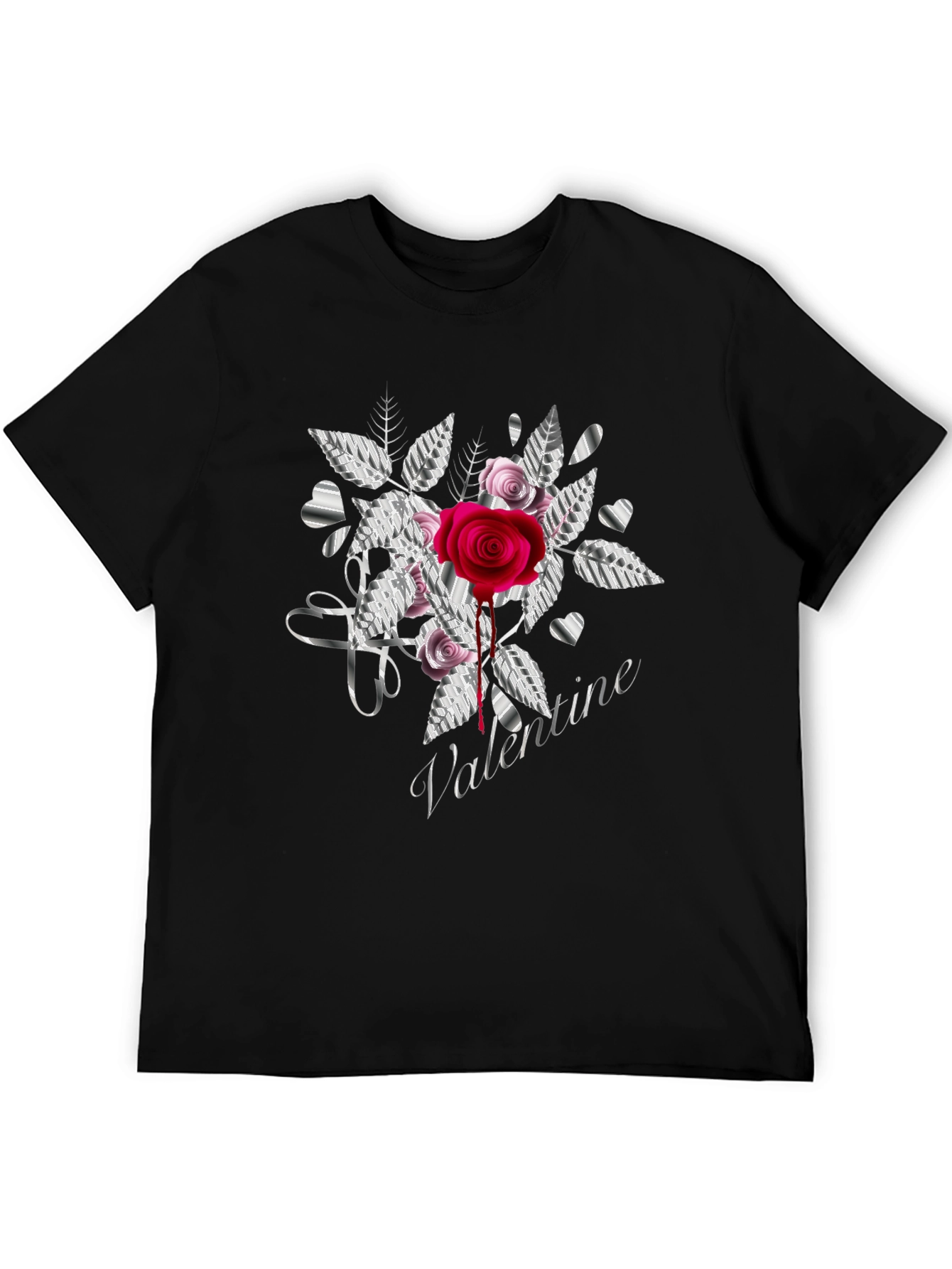 Valentine Rose Graphic Tee - Black
