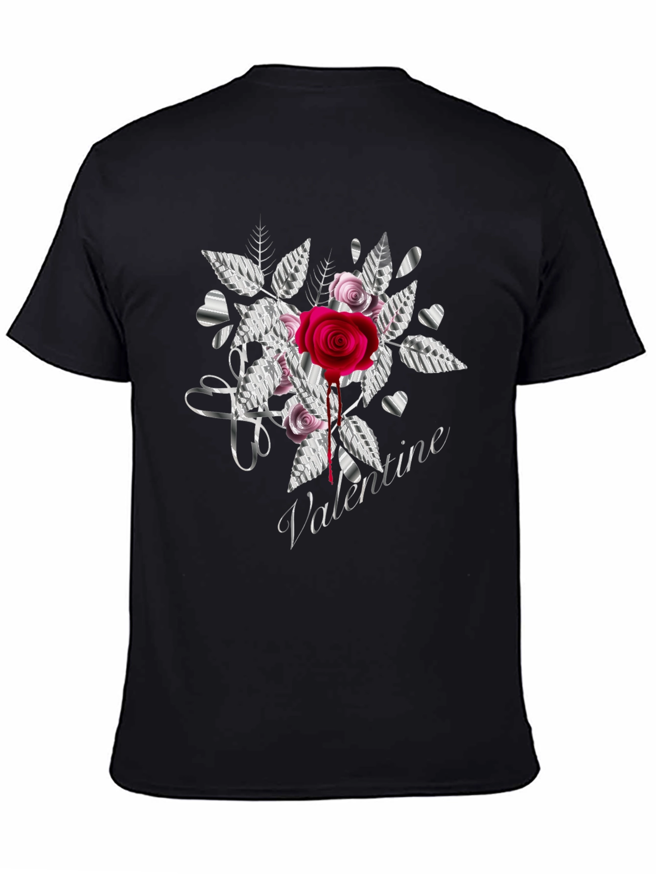 Valentine Rose Graphic Tee - Black