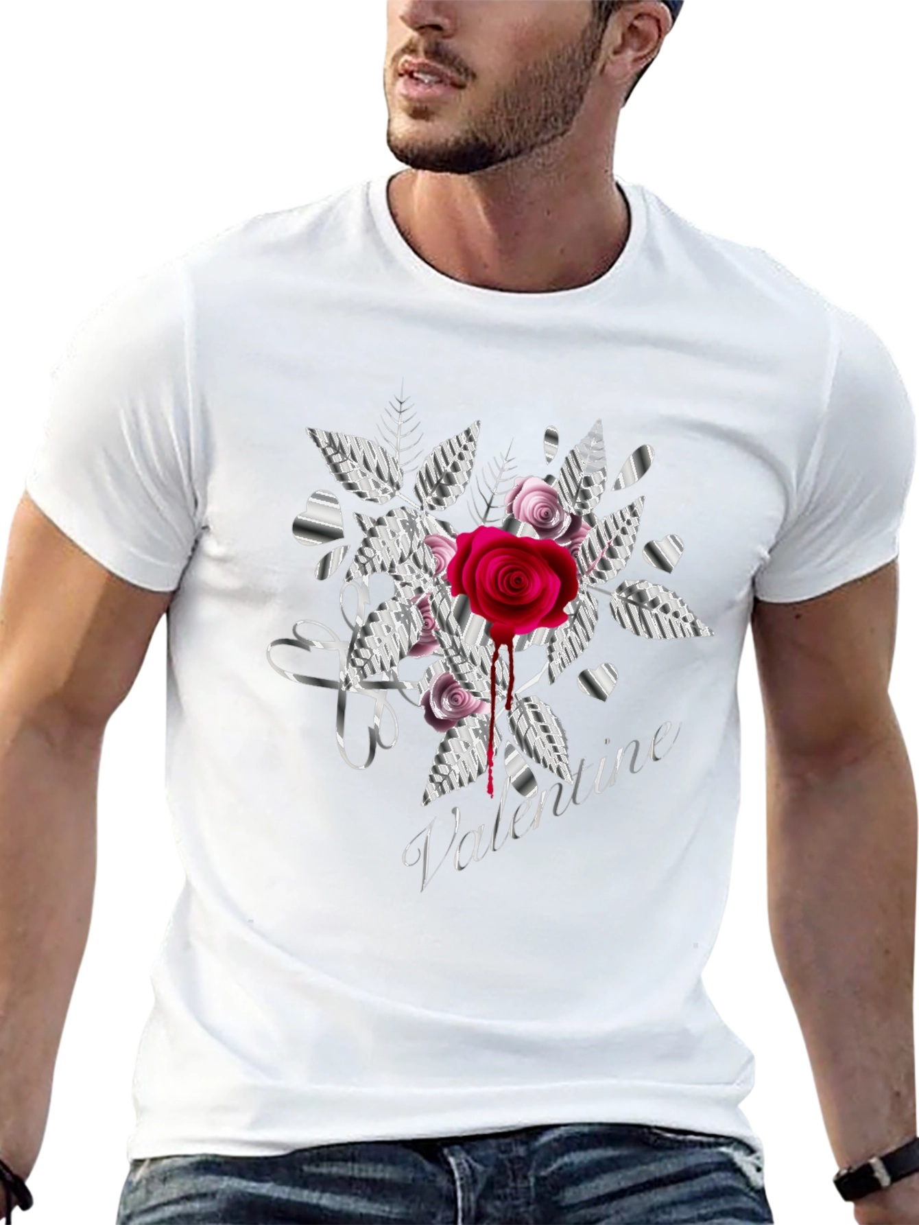 Valentine Rose Graphic Tee - Black