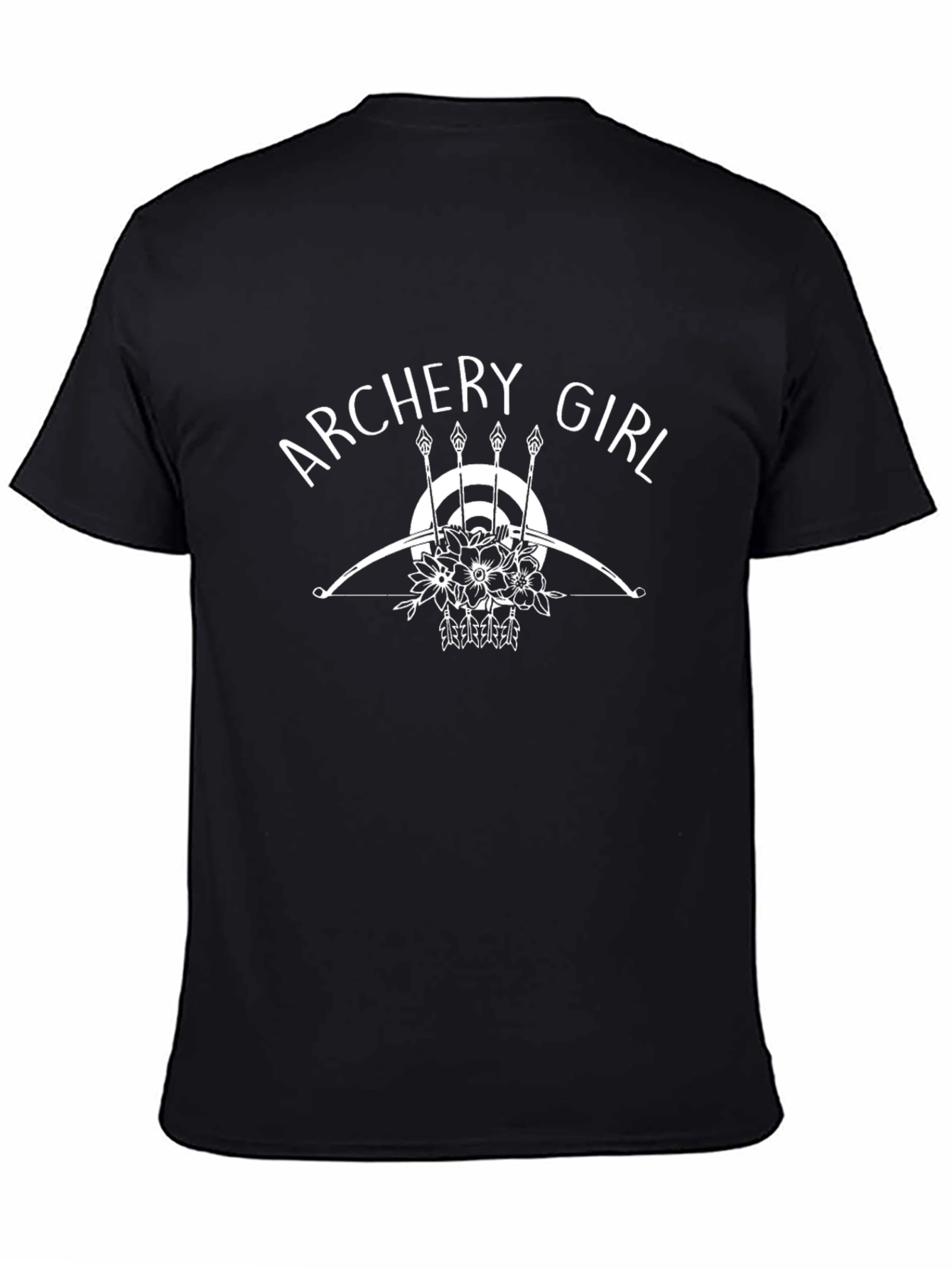 Archery Girl Graphic T-Shirt - Black Casual Tee