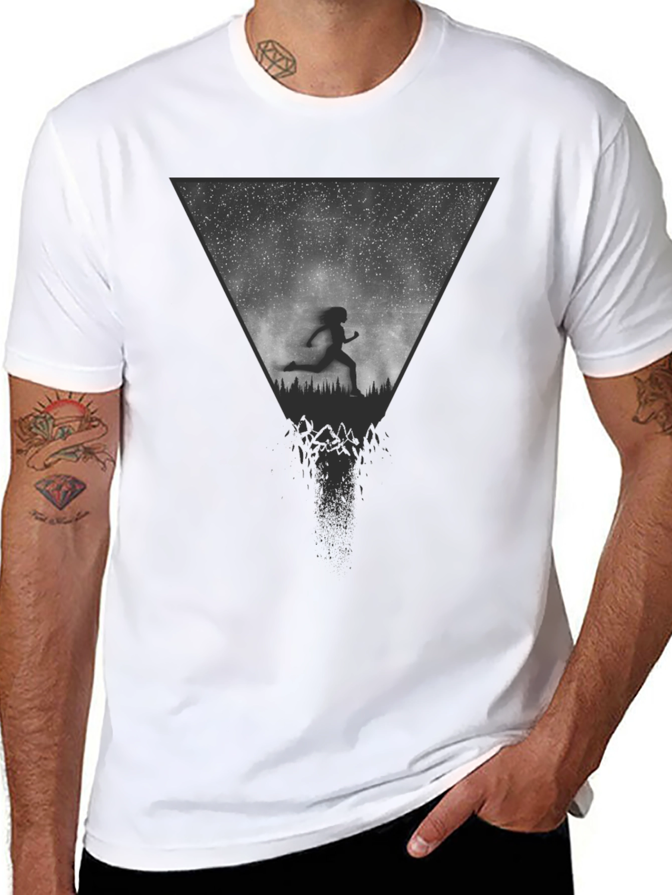 Abstract Runner Graphic Tee - Black